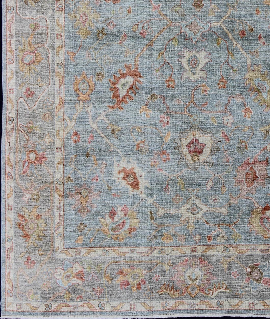 Silver, red, light blue and silver Angora Oushak rug from Turkey, rug an - 134592, country of origin / type: Turkey / Angora Oushak From our Angora collection, this piece is made with a combination of angora and old wool. Featuring all organic mat... - Keivan Woven ArtsAN - 134592 - 10581Rug