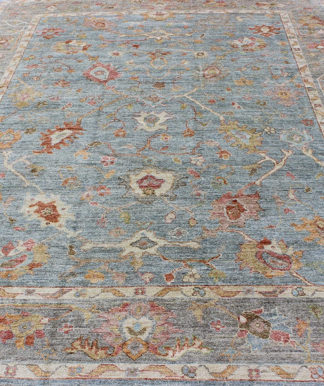 Silver, red, light blue and silver Angora Oushak rug from Turkey, rug an - 134592, country of origin / type: Turkey / Angora Oushak From our Angora collection, this piece is made with a combination of angora and old wool. Featuring all organic mat... - Keivan Woven ArtsAN - 134592 - 10581Rug