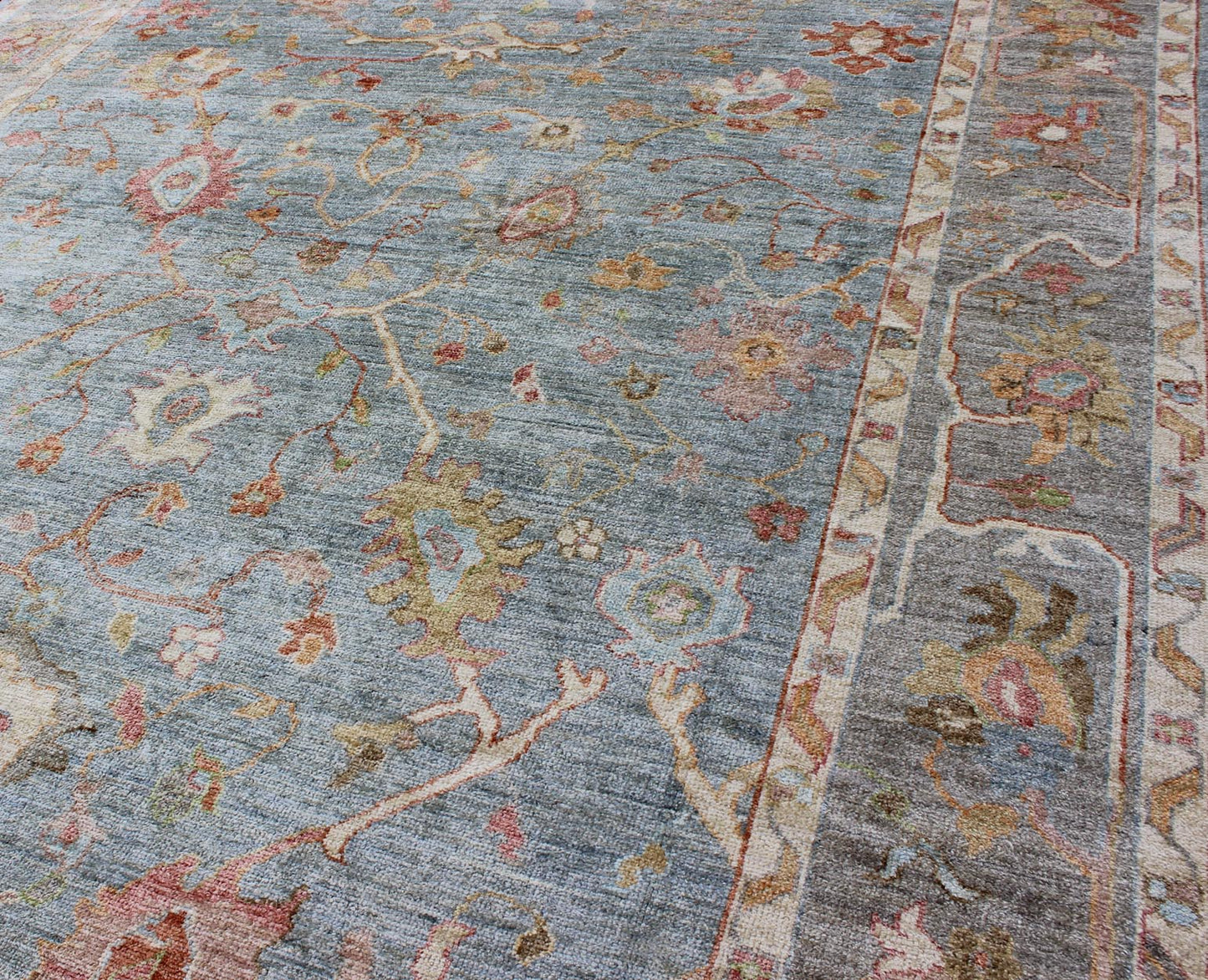 Silver, red, light blue and silver Angora Oushak rug from Turkey, rug an - 134592, country of origin / type: Turkey / Angora Oushak From our Angora collection, this piece is made with a combination of angora and old wool. Featuring all organic mat... - Keivan Woven ArtsAN - 134592 - 10581Rug