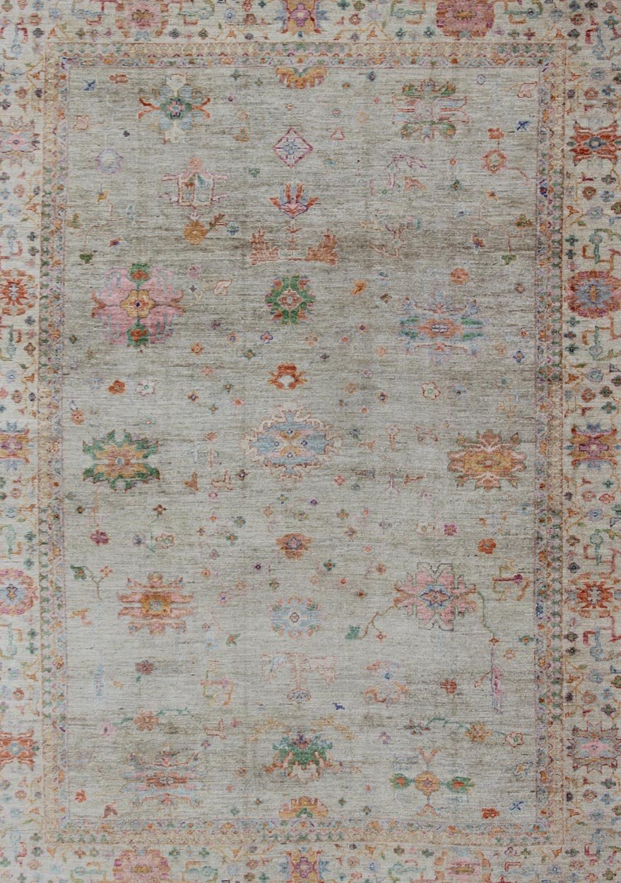 Keivan Woven Arts Colorful Angora Turkish Oushak Large Rug With All - Over Design. Keivan Woven Arts Large Angora Oushak Turkish Rug 11'4 x 15'4 From our Angora Collection, this piece is made with a combination of angora and old wool. Feat... - Keivan Woven ArtsAN - 145751 - 7361Rug