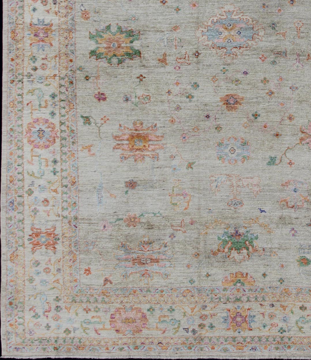 Keivan Woven Arts Colorful Angora Turkish Oushak Large Rug With All - Over Design. Keivan Woven Arts Large Angora Oushak Turkish Rug 11'4 x 15'4 From our Angora Collection, this piece is made with a combination of angora and old wool. Feat... - Keivan Woven ArtsAN - 145751 - 7361Rug