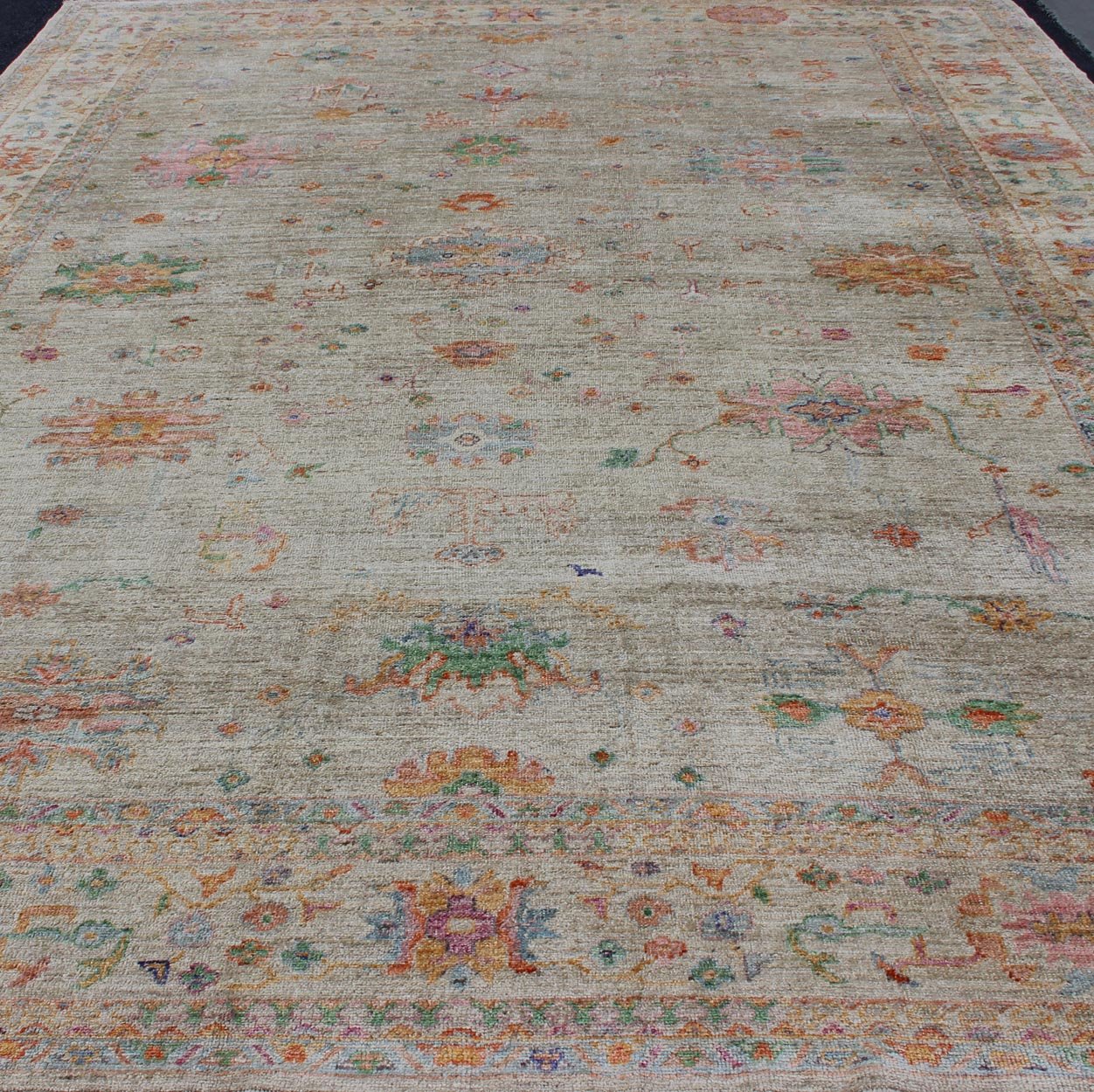 Keivan Woven Arts Colorful Angora Turkish Oushak Large Rug With All - Over Design. Keivan Woven Arts Large Angora Oushak Turkish Rug 11'4 x 15'4 From our Angora Collection, this piece is made with a combination of angora and old wool. Feat... - Keivan Woven ArtsAN - 145751 - 7361Rug