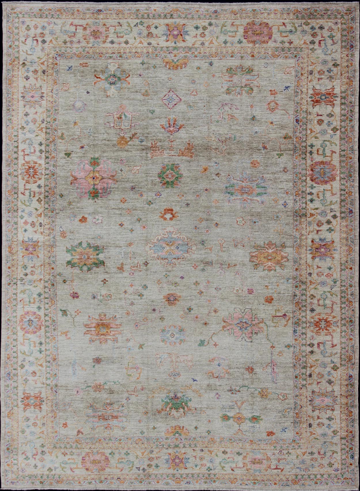 Keivan Woven Arts Colorful Angora Turkish Oushak Large Rug With All - Over Design. Keivan Woven Arts Large Angora Oushak Turkish Rug 11'4 x 15'4 From our Angora Collection, this piece is made with a combination of angora and old wool. Feat... - Keivan Woven ArtsAN - 145751 - 7361Rug