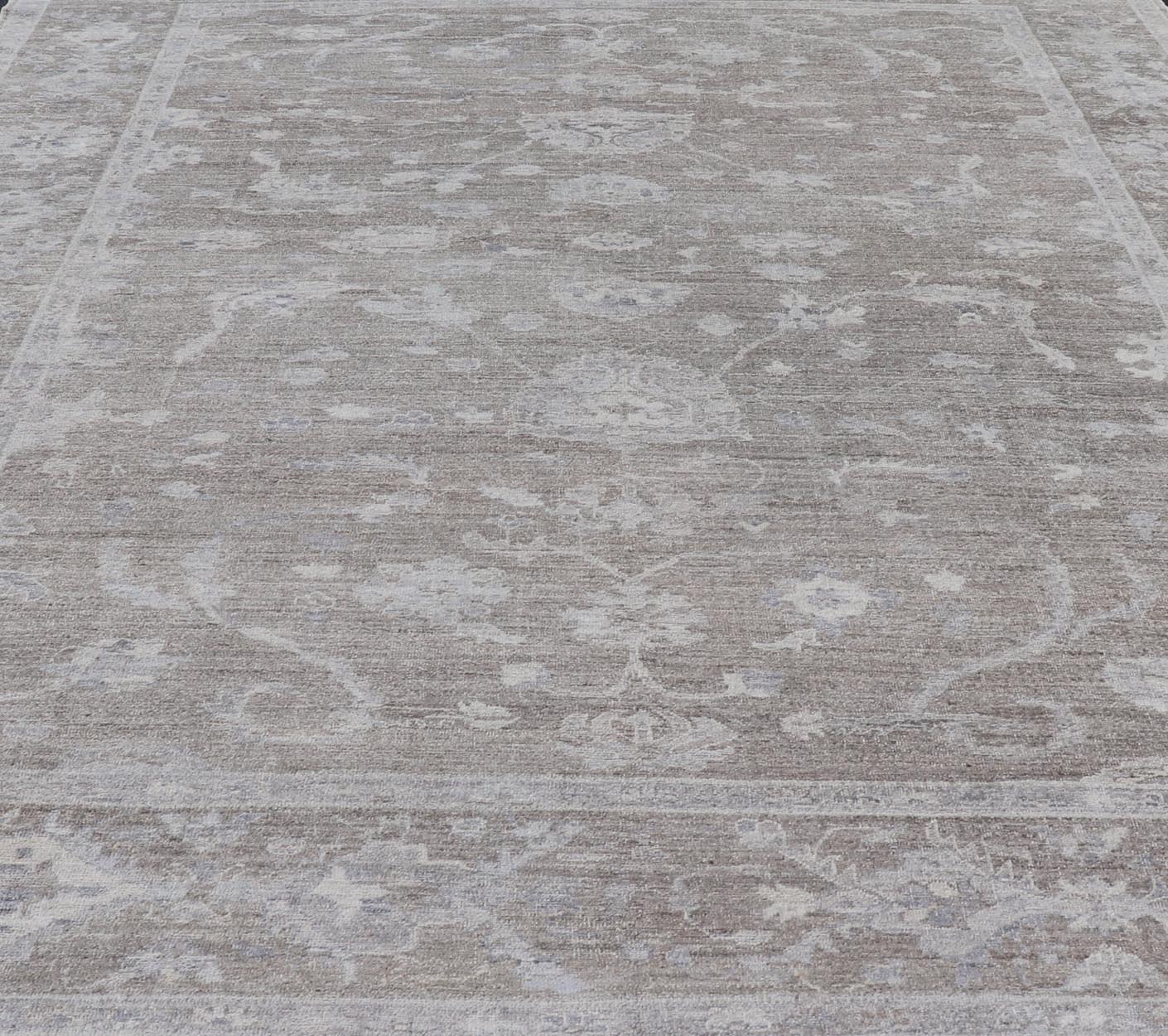 Large Angora Oushak With All - Over Floral Design With Neutral Colors Turkish Angora Large Oushak With All - Over Floral Design. Keivan Woven Arts / rug AN - 151005, country of origin / type: Turkey / Oushak. antique reproduction Ushak, angora Oushak... - Keivan Woven ArtsAN - 151005 - 21385Rug