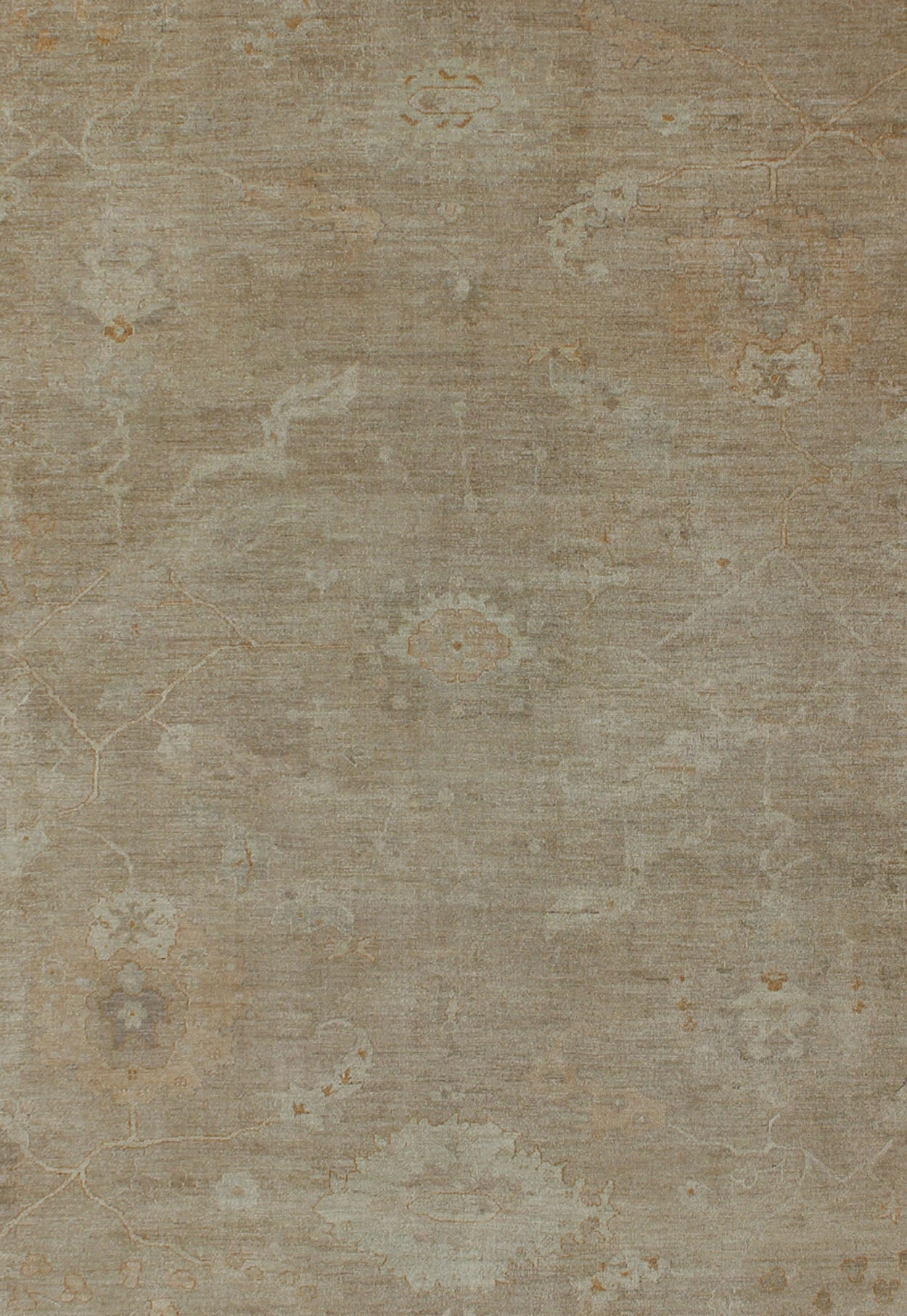 Very Large neutral Angora Oushak in warm tones. wheat, light blue, cream. Turkish Reproduction Oushak Rug. Large Oushak, Angora Oushak 15'3 x 19'5 A stunning muted and neutral Turkish angora Oushak carpet with an all over sub - geometric d... - Keivan Woven ArtsANC - 110073 - 2653Rug