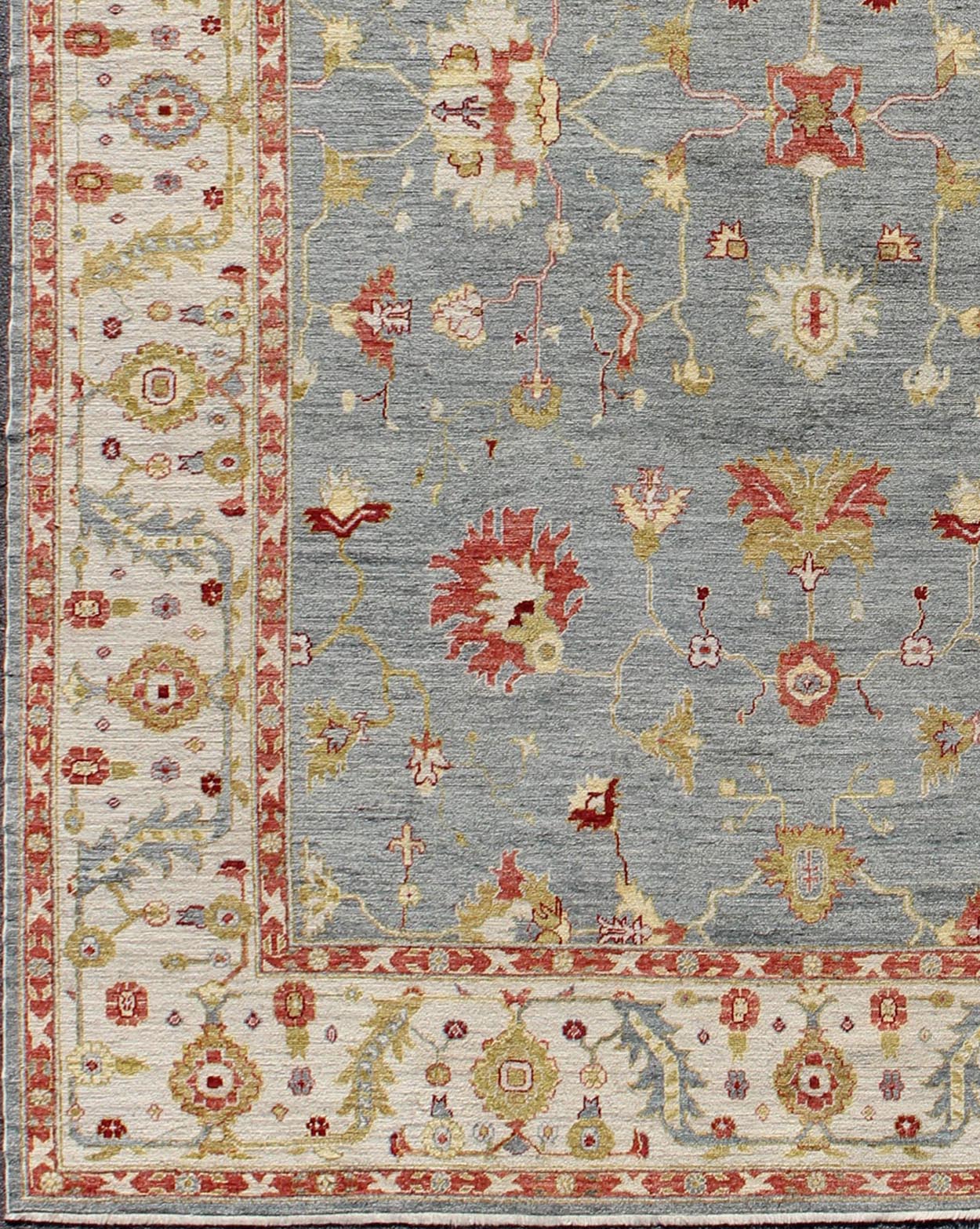 Gray and ivory with hints of red Angora rug from Turkey, rug an - 128906, country of origin / type: Turkey / Angora Oushak From our Angora collection, this piece is made with a combination of angora and old wool. Featuring all organic materials, t... - Keivan Woven ArtsANC - 128906 - 9338Rug