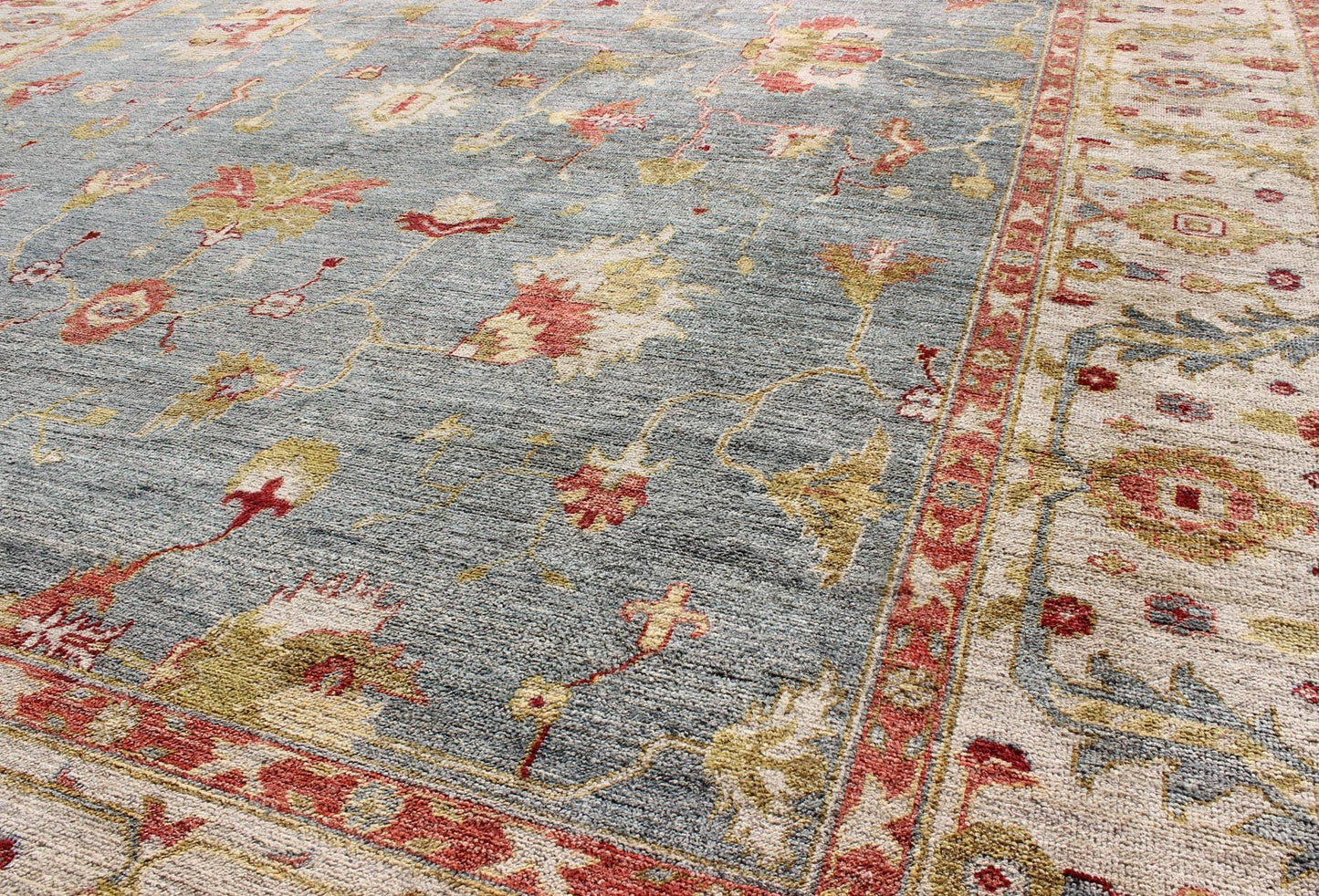 Gray and ivory with hints of red Angora rug from Turkey, rug an - 128906, country of origin / type: Turkey / Angora Oushak From our Angora collection, this piece is made with a combination of angora and old wool. Featuring all organic materials, t... - Keivan Woven ArtsANC - 128906 - 9338Rug