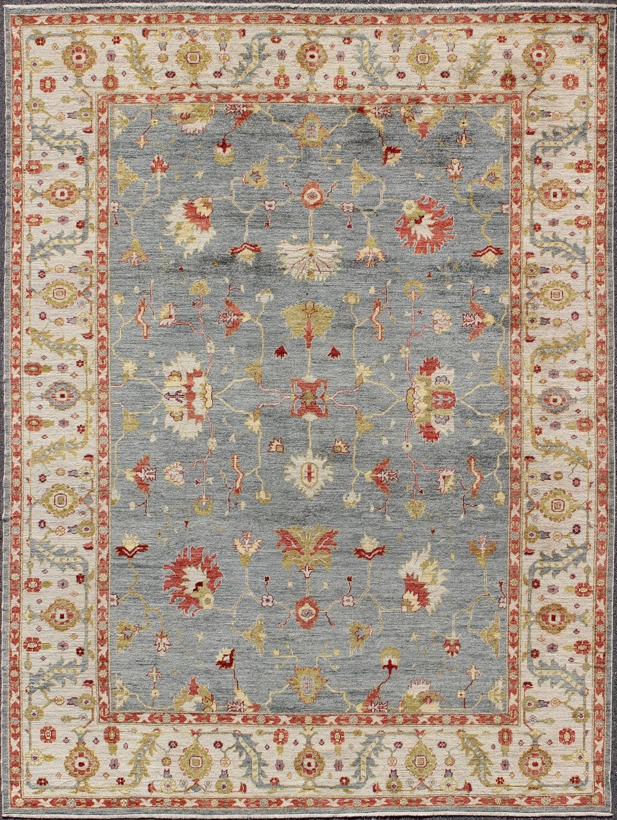 Gray and ivory with hints of red Angora rug from Turkey, rug an - 128906, country of origin / type: Turkey / Angora Oushak From our Angora collection, this piece is made with a combination of angora and old wool. Featuring all organic materials, t... - Keivan Woven ArtsANC - 128906 - 9338Rug