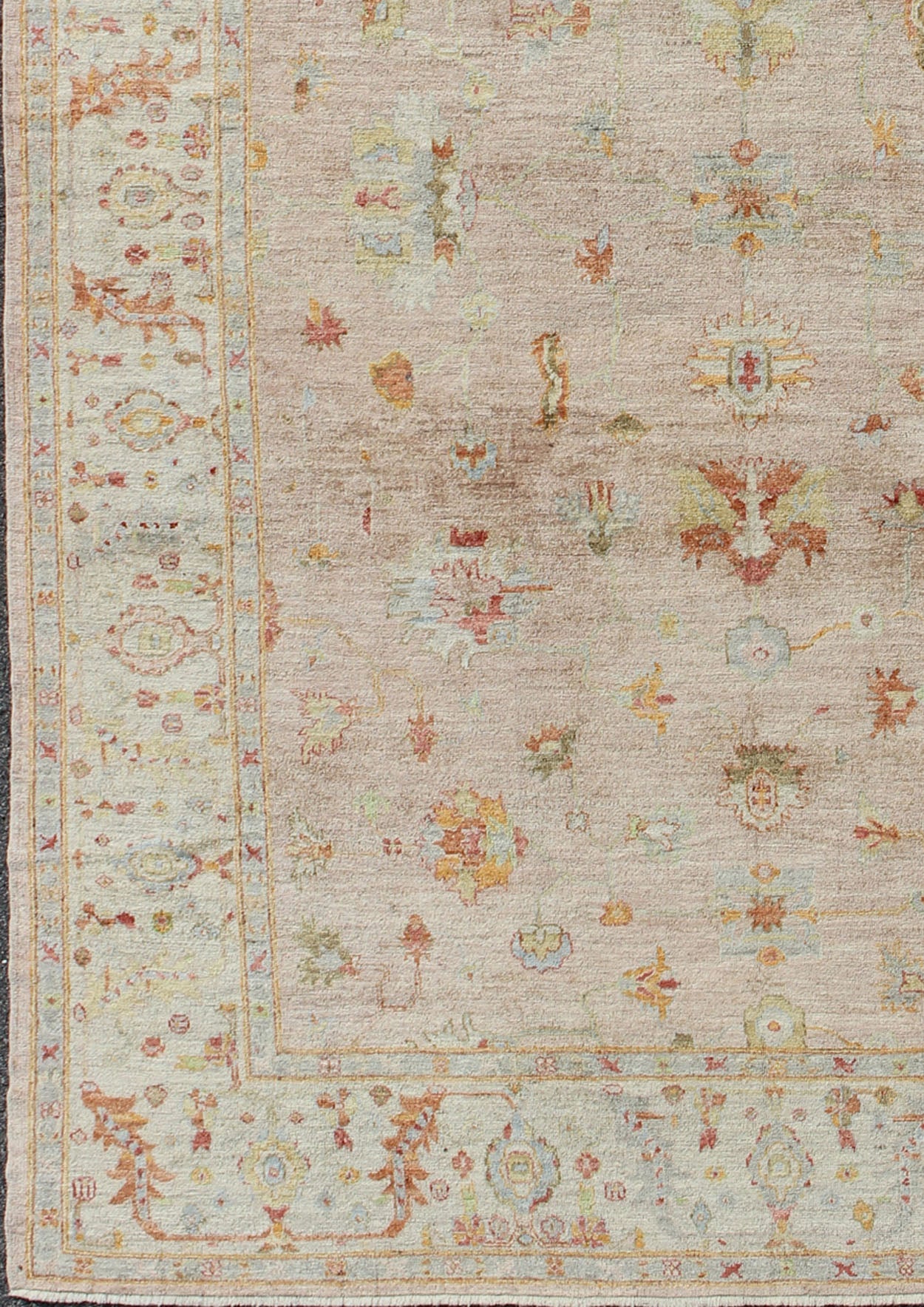 Keivan Woven Arts Angora Turkish Oushak Rug in Pink and Multi Colors. Keivan Woven Arts / rug ANC - 128910, country of origin / type: Turkey / Angora Oushak. Measures: 12'3 x 17'9 From our Angora collection, this piece is made with a combination o... - Keivan Woven ArtsANC - 128910 - 9352Rug