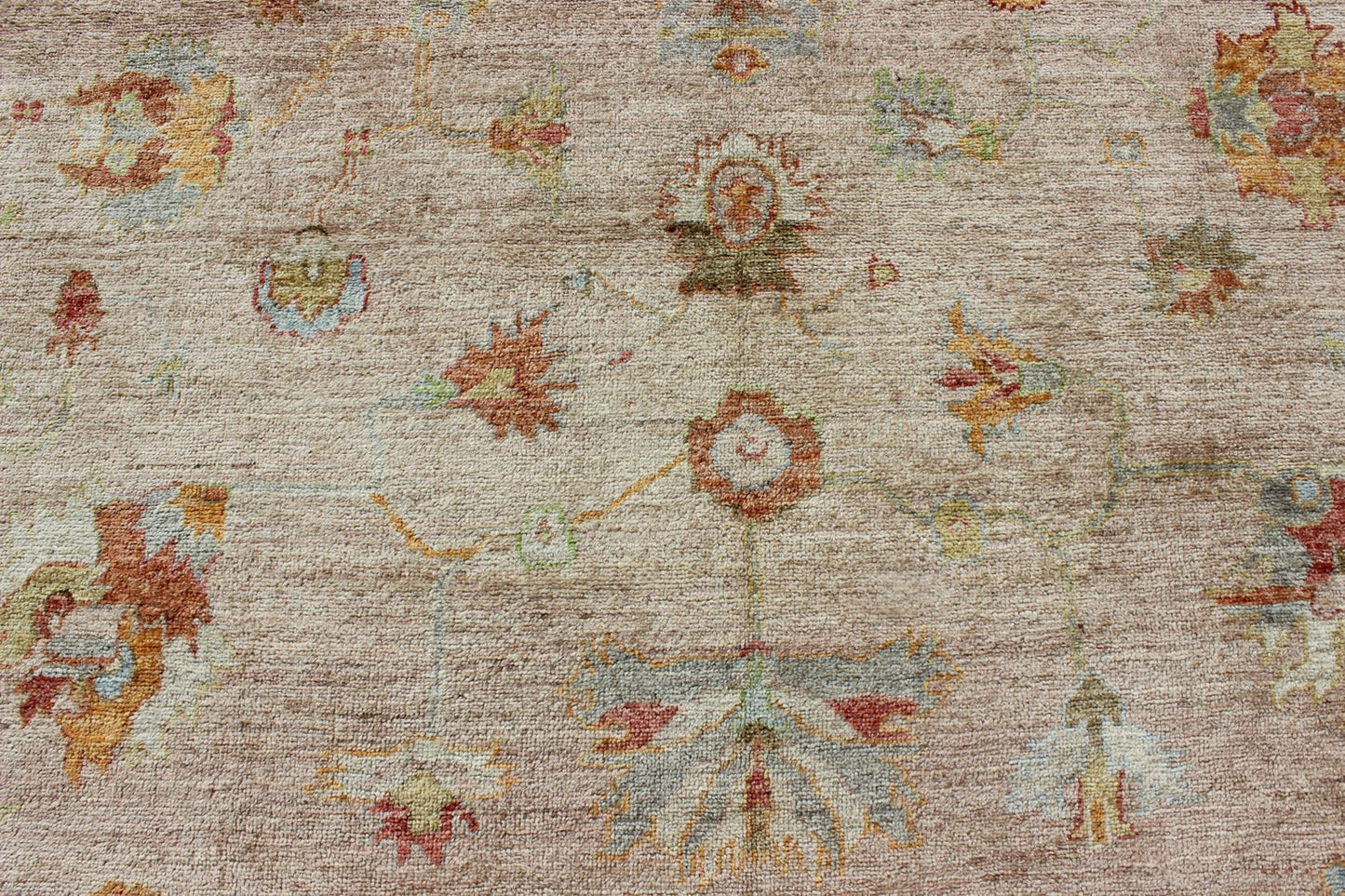 Keivan Woven Arts Angora Turkish Oushak Rug in Pink and Multi Colors. Keivan Woven Arts / rug ANC - 128910, country of origin / type: Turkey / Angora Oushak. Measures: 12'3 x 17'9 From our Angora collection, this piece is made with a combination o... - Keivan Woven ArtsANC - 128910 - 9352Rug