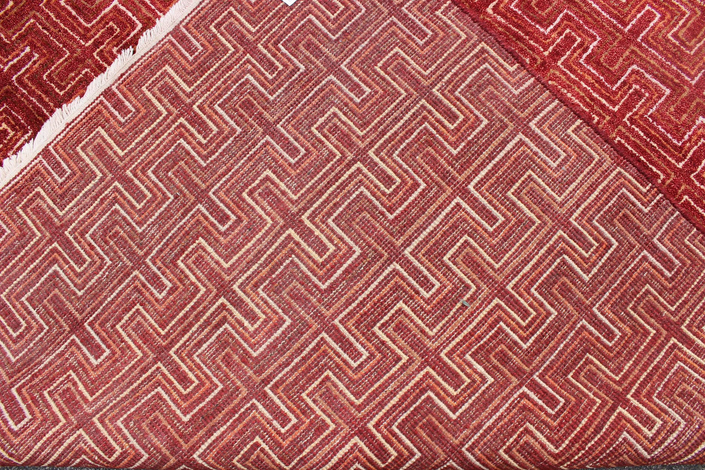 Ape - 3077, Modern Geometric Rug - Red Background in a Modern Design A modern design rug in elegant red with all over geometric design. This rug has a thick pile and is suitable for heavy traffic. 8'1 X 10'3 - Keivan Woven ArtsAPE - 3077 - 9700 - A - 8016Rug