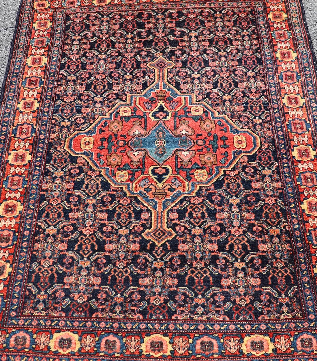 Antique Persian Senneh Rug with Unique Medallion and All - Over Design. Keivan Woven Arts/ rug AVI - 1101, country of origin / type: Iran / Senneh, circa 1900 Measures: 3'6 x 4'10 This incredibly finely woven antique Persian Senneh rug was handwoven... - Keivan Woven ArtsAVI - 1101 - 25321Rug