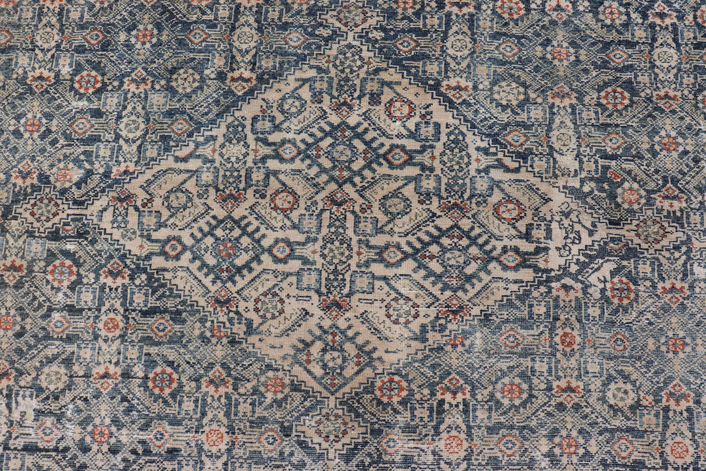 Large Antique Gallery Persian Malayer Runner in Herati Design On A Blue Field. Keivan Woven Arts / rug/ AVI - 230501, country of origin / type: Iran / Malayer, circa 1900. Measures: 10'4 x 20'0 This distressed antique Malayer gallery rug from 1900... - Keivan Woven ArtsAVI - 230501 - 24468Rug
