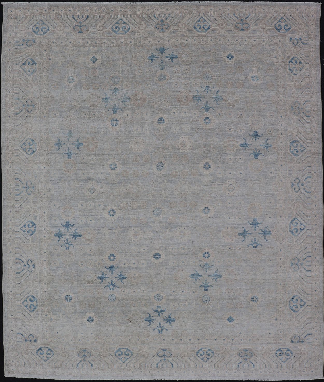 Measures: 8'0 x 10'2 Modern All - Over Floral Oushak with Light Gray Background And Neutral Colors. Keivan Woven Arts rug AWR - 12036 Country of Origin: Afghanistan Type: Oushak Design: Floral, All - Over, Abstract Floral. This Oushak was hand - kno... - Keivan Woven ArtsAWR - 12036 - 23366Rug