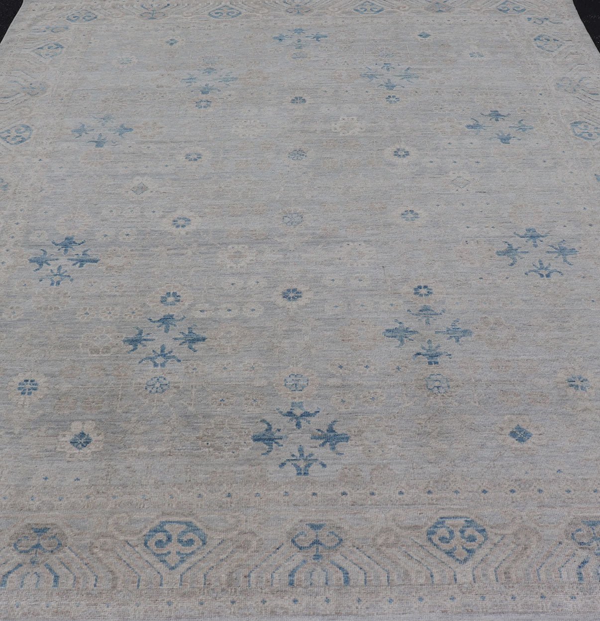 Measures: 8'0 x 10'2 Modern All - Over Floral Oushak with Light Gray Background And Neutral Colors. Keivan Woven Arts rug AWR - 12036 Country of Origin: Afghanistan Type: Oushak Design: Floral, All - Over, Abstract Floral. This Oushak was hand - kno... - Keivan Woven ArtsAWR - 12036 - 23366Rug