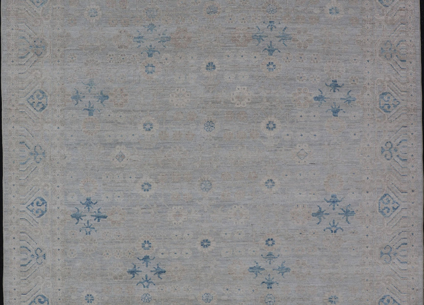 Measures: 8'0 x 10'2 Modern All - Over Floral Oushak with Light Gray Background And Neutral Colors. Keivan Woven Arts rug AWR - 12036 Country of Origin: Afghanistan Type: Oushak Design: Floral, All - Over, Abstract Floral. This Oushak was hand - kno... - Keivan Woven ArtsAWR - 12036 - 23366Rug