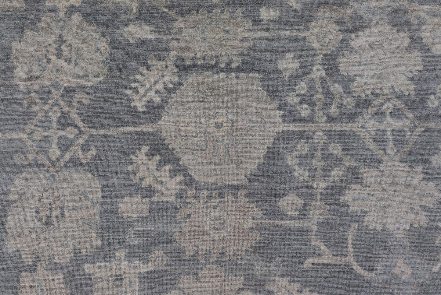 Measures: 8'2 x 9'11 Modern Oushak with Large Floral Motifs with Cream, Blue, and Steel Blue. Keivan Woven Arts; rug AWR - 12099 Country of Origin: Afghanistan Type: Oushak Design: Floral, All - Over Abstract - Tribal 21st century. This modern Ou... - Keivan Woven ArtsAWR - 12099 - 23372Rug
