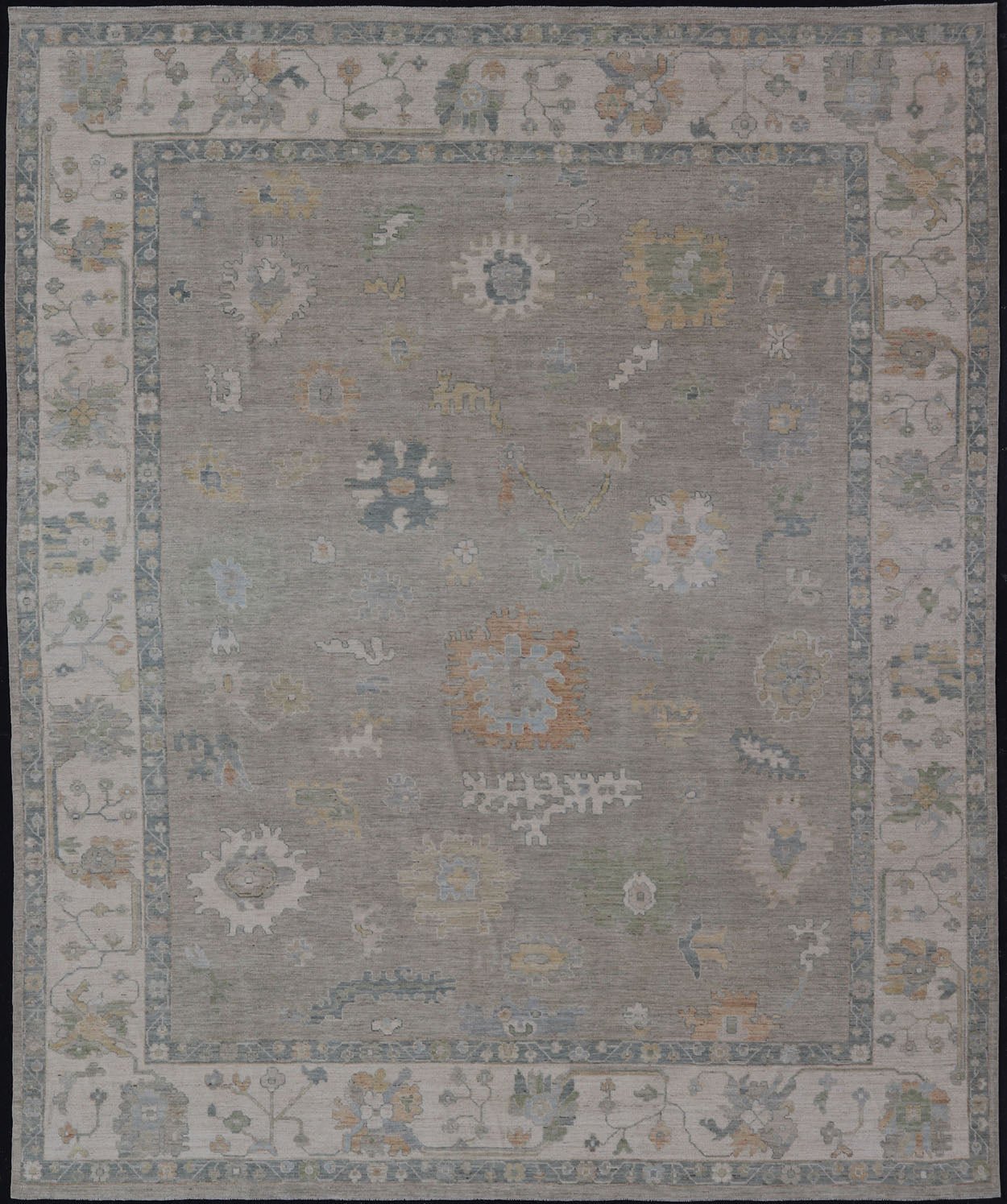 Measures: 11'11 x 14'8 All - Over Floral Modern Oushak with Light Tan Background and Cream Border. Keivan Woven Arts rug AWR - 12125 Country of Origin: Afghanistan Type: Oushak Design: Floral, All - Over, Abstract Floral. This Oushak was hand - knott... - Keivan Woven ArtsAWR - 12125 - 23390Rug
