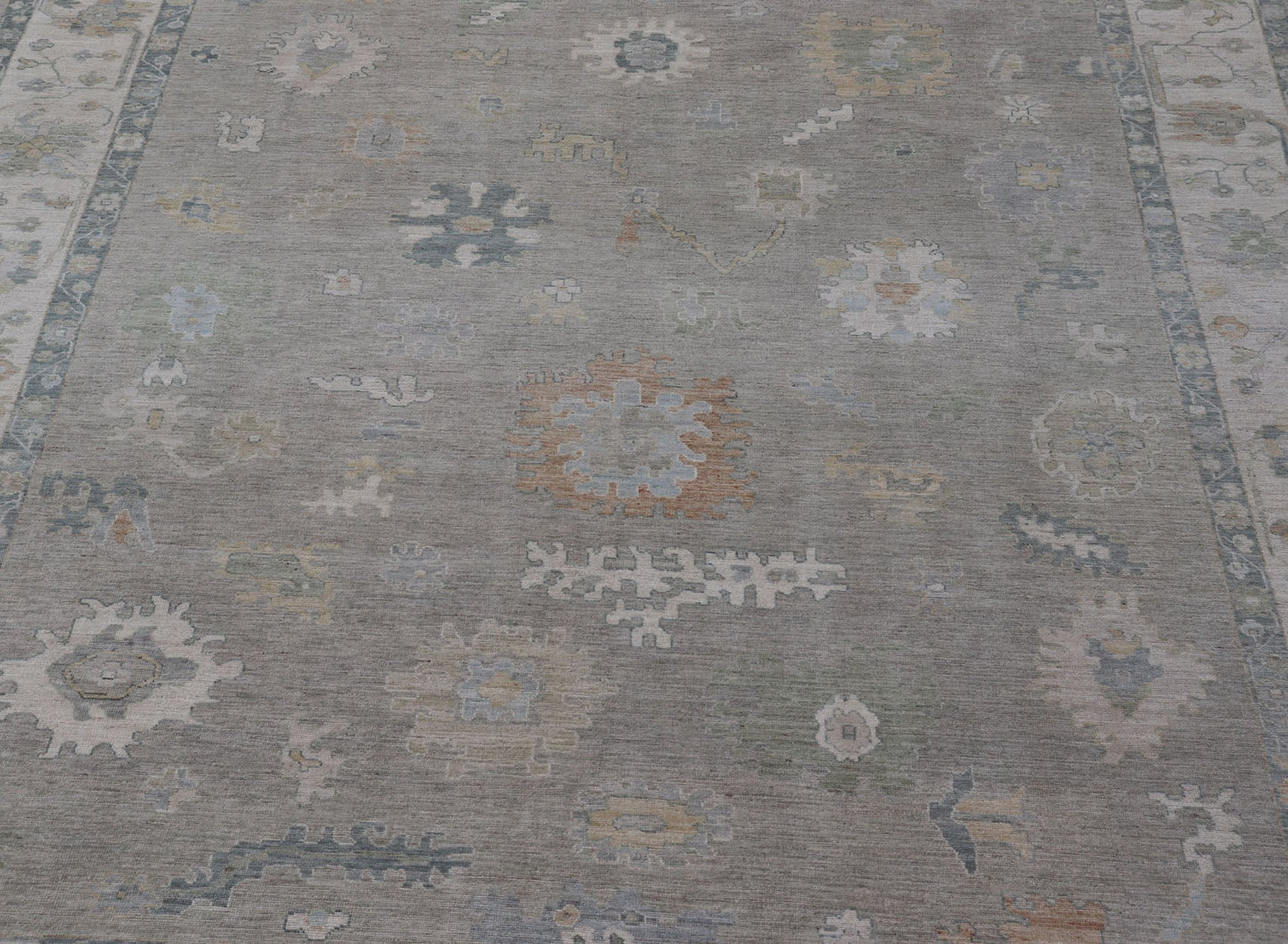 Measures: 11'11 x 14'8 All - Over Floral Modern Oushak with Light Tan Background and Cream Border. Keivan Woven Arts rug AWR - 12125 Country of Origin: Afghanistan Type: Oushak Design: Floral, All - Over, Abstract Floral. This Oushak was hand - knott... - Keivan Woven ArtsAWR - 12125 - 23390Rug