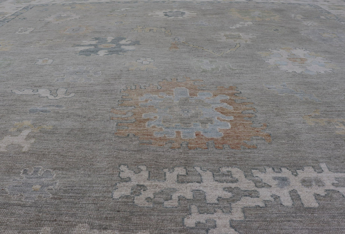 Measures: 11'11 x 14'8 All - Over Floral Modern Oushak with Light Tan Background and Cream Border. Keivan Woven Arts rug AWR - 12125 Country of Origin: Afghanistan Type: Oushak Design: Floral, All - Over, Abstract Floral. This Oushak was hand - knott... - Keivan Woven ArtsAWR - 12125 - 23390Rug