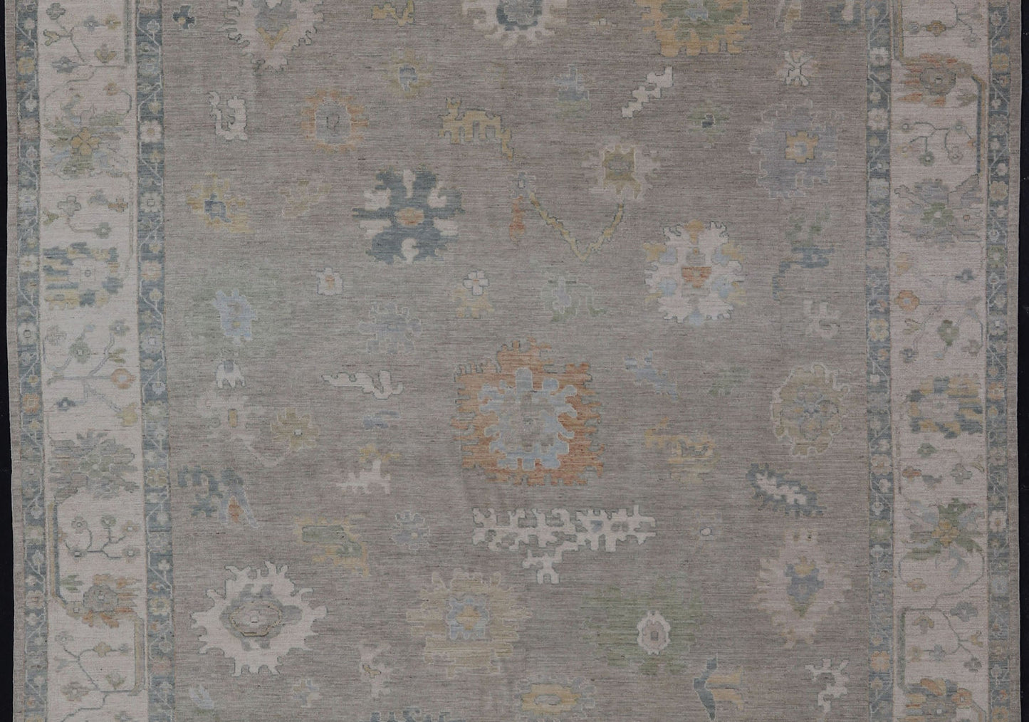 Measures: 11'11 x 14'8 All - Over Floral Modern Oushak with Light Tan Background and Cream Border. Keivan Woven Arts rug AWR - 12125 Country of Origin: Afghanistan Type: Oushak Design: Floral, All - Over, Abstract Floral. This Oushak was hand - knott... - Keivan Woven ArtsAWR - 12125 - 23390Rug