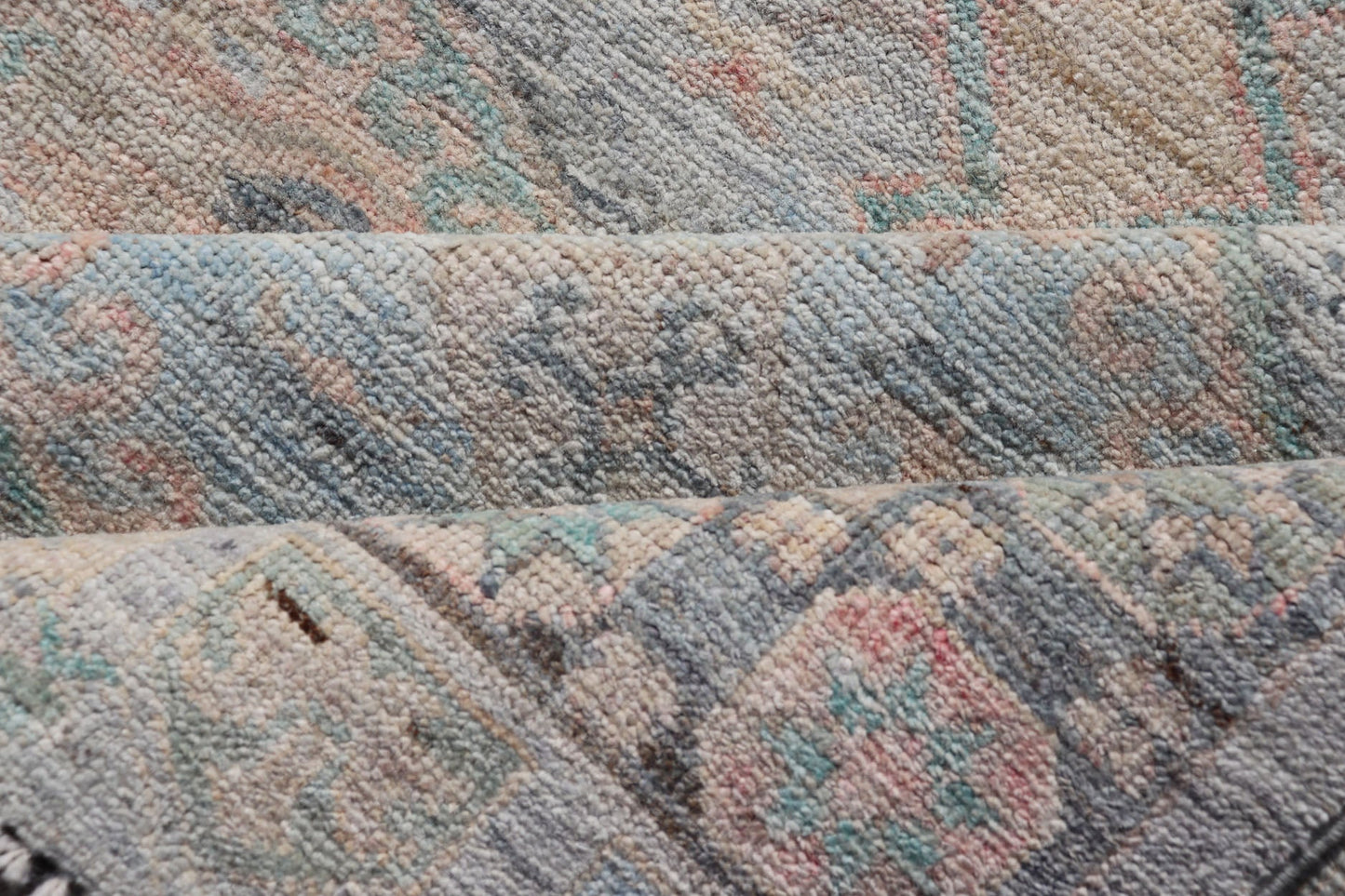Measures: 4'11 x 6'3 Large Medallion Design Modern Oushak on a Light Blue Field With Multi Colors. Keivan Woven Arts; rug AWR - 12297 Country of Origin: Afghanistan Type: Oushak Circa 2020 This modern Oushak features large medallions in the cente... - Keivan Woven ArtsAWR - 12297 - 23235Rug