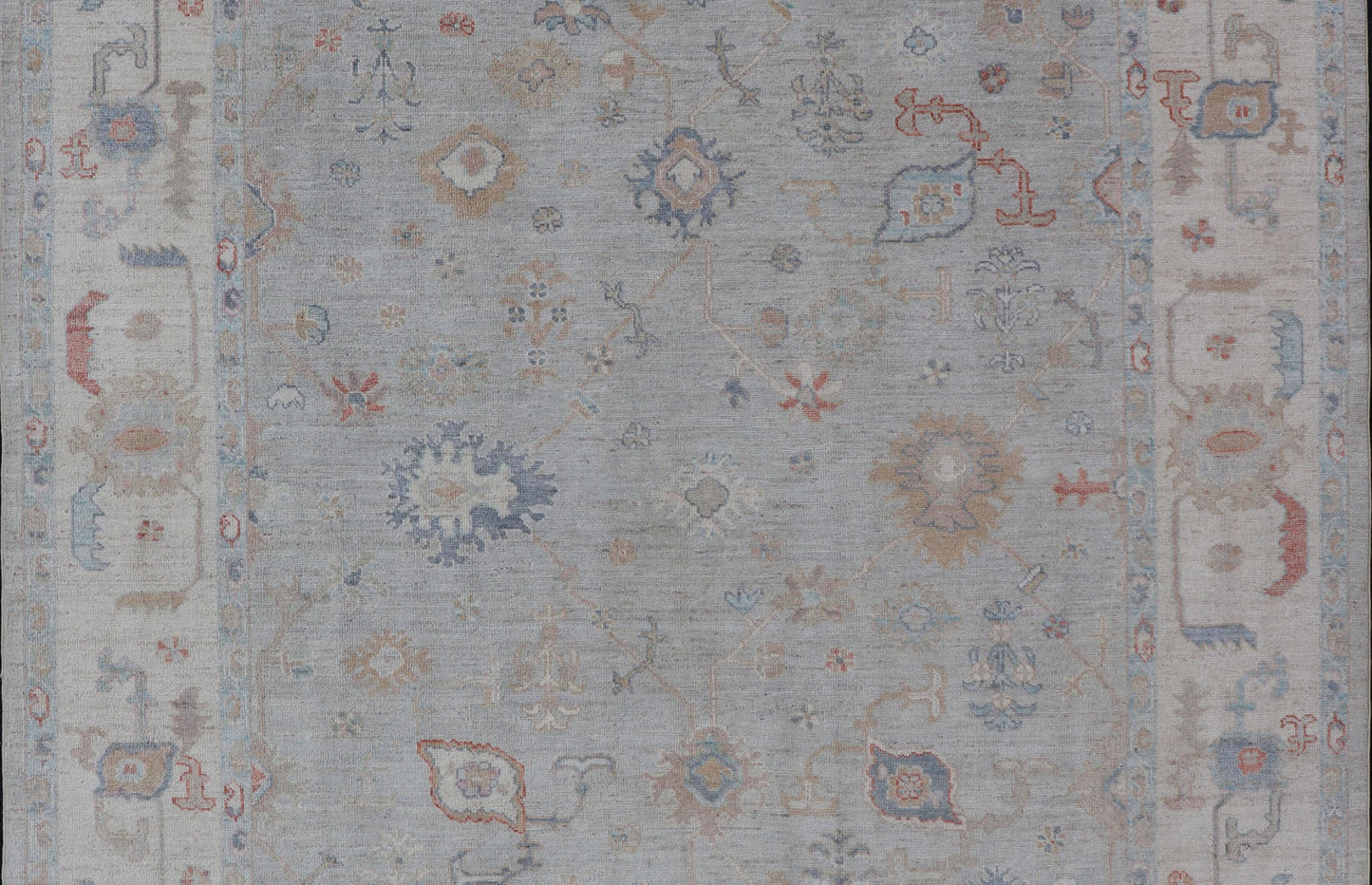 Measures: 8'3 x10'0 Modern All - Over Floral Oushak with a Light Gray Background With Delicate Accents. Keivan Woven Arts: rug AWR - 12577 Country of Origin: Afghanistan Type: Oushak Design: All - Over, Floral, 21st Century. Modern Oushak featuring an... - Keivan Woven ArtsAWR - 12577 - 23378Rug