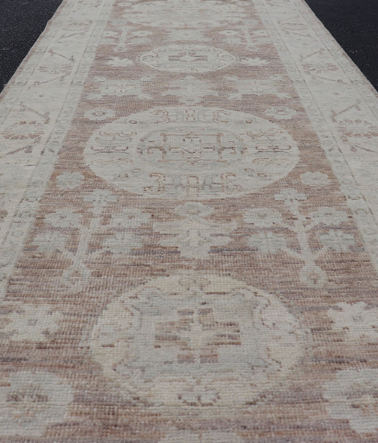 Measures: 2'9 x 14'4 Khotan Design Runner with All - Over Geometric - Circle Medallion Pattern. AWR - 12602 / rug/AWR - 12602 country of origin / type: Afghanistan / Khotan This Khotan features a geometric all - over circle design flanked by a repeati... - Keivan Woven ArtsAWR - 12602 - 23324