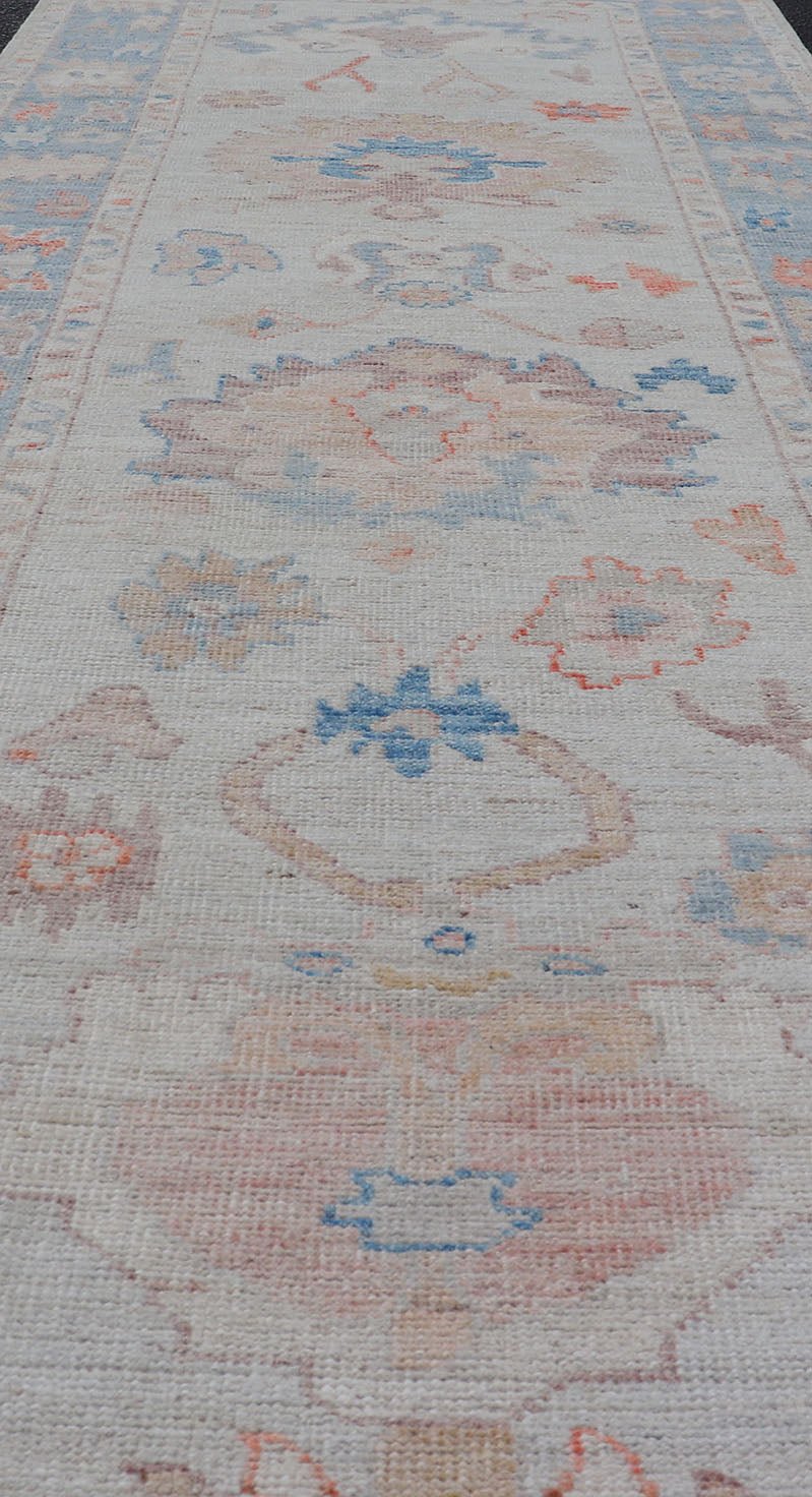 Measures: 3'0 x 9'8 Hand - Knotted Medallion Oushak Design Runner featuring Faded Colors. Keivan Woven Arts; rug AWR - 12620 Country of Origin: Afghanistan Type: Oushak Design: Medallion, All - Over, Floral Motif, This piece showcases brilliant m... - Keivan Woven ArtsAWR - 12620 - 23342Rug