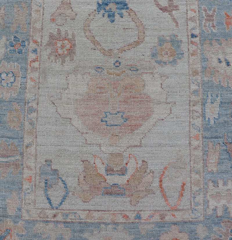 Measures: 3'0 x 9'8 Hand - Knotted Medallion Oushak Design Runner featuring Faded Colors. Keivan Woven Arts; rug AWR - 12620 Country of Origin: Afghanistan Type: Oushak Design: Medallion, All - Over, Floral Motif, This piece showcases brilliant m... - Keivan Woven ArtsAWR - 12620 - 23342Rug