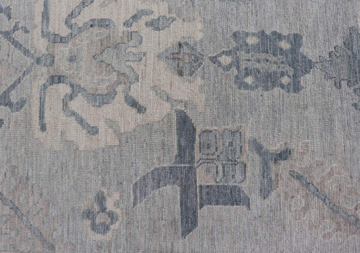 Measures: 11'3 x 14'11 Large Modern Oushak with Floral Motifs with Cream, Grey, Blue, and Powder Blue. Keivan Woven Arts; rug AWR - 12704 Country of Origin: Afghanistan Type: Oushak Design: Floral, All - Over Abstract - Tribal 21st century. This ... - Keivan Woven ArtsAWR - 12704 - 23414Rug