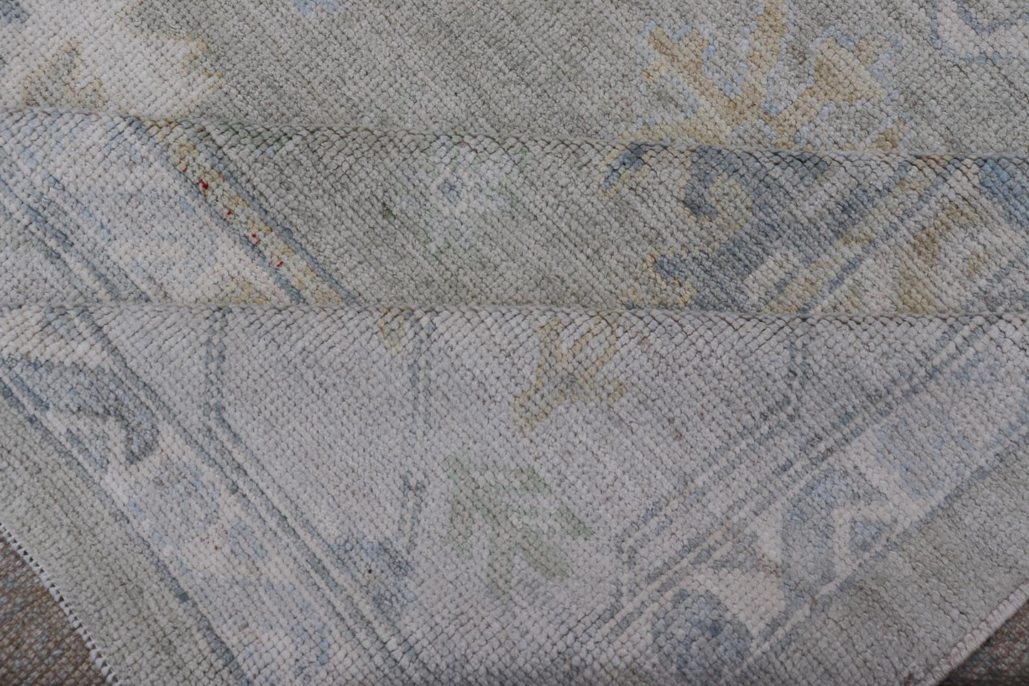 Hand - Knotted Modern Neutral Oushak Rug in Light Gray, Light Blue, Green. Keivan Woven Arts; rug AWR - 16020Country of Origin: Afghanistan Type: Oushak Design: All - Over, Floral Measures: 10.3 x 14.3 This rustic piece holds charm within a powder blu... - Keivan Woven ArtsAWR - 16020 - 24247Rug