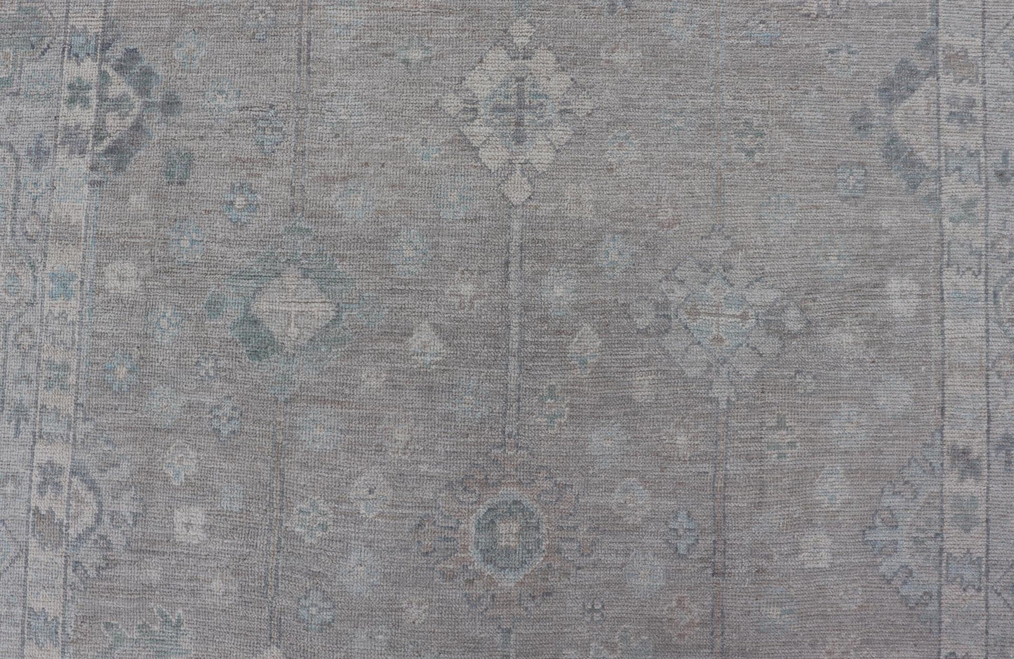 Modern Oushak with Floral Motifs with Cream, Grey, Blue, and Powder Blue. Keivan Woven Arts; rug AWR - 16034 Country of Origin: Afghanistan Type: Oushak Design: Floral, All - Over Abstract - Tribal 21st century. Measures: 6'2 x 10'0 This modern Ousha... - Keivan Woven ArtsAWR - 16034 - 24241Rug