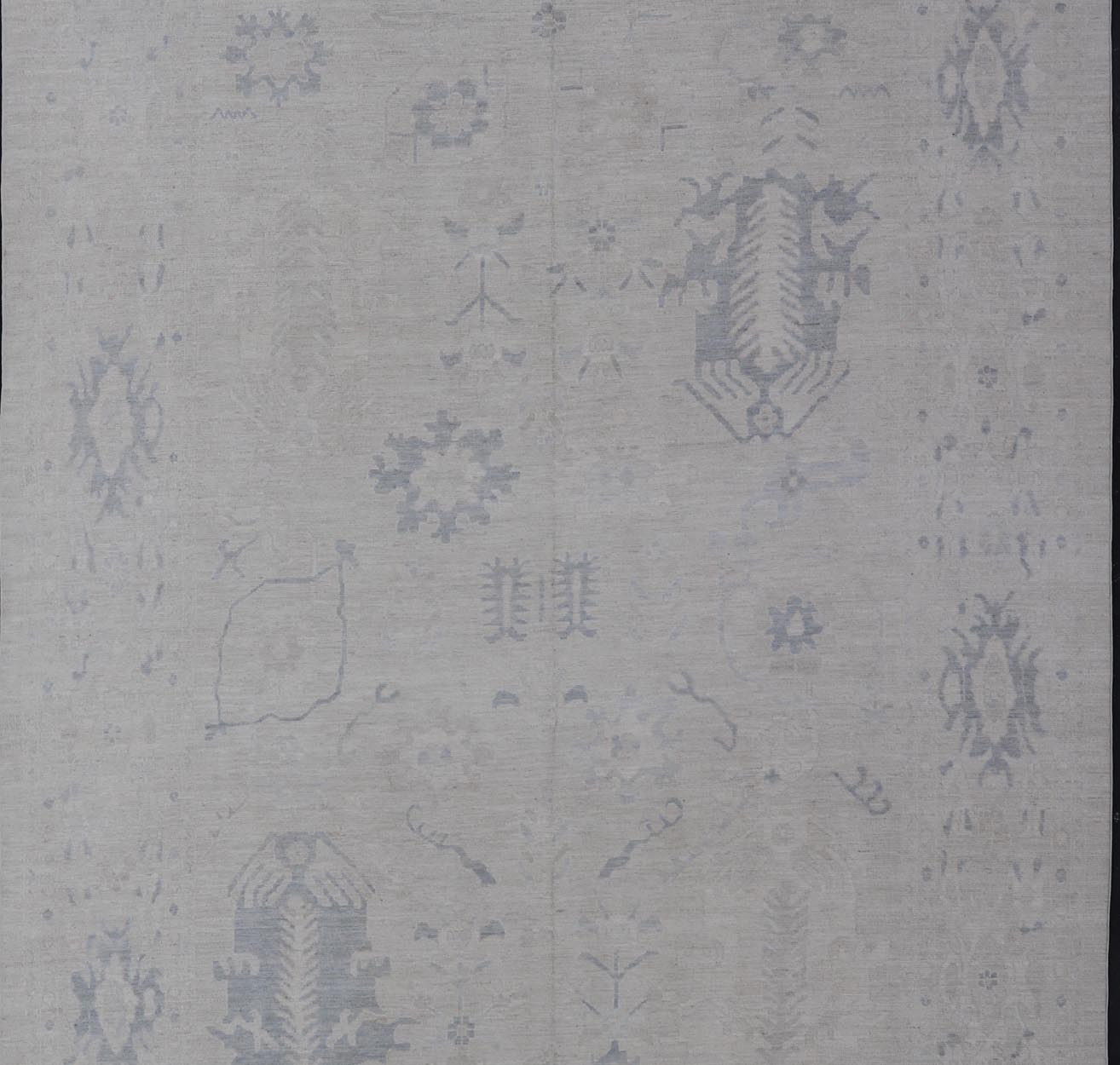 Large Modern Oushak Rug with All - Over Floral Motifs in Neutrals & Soft Colors. Keivan Woven Arts rug AWR - 16037 Country of Origin: Afghanistan Type: Oushak Design: Floral, All - Over, Abstract Floral. Measures: 11'8 x 16'0 This wool reproduction Ou... - Keivan Woven ArtsAWR - 16037 - 24235Rug