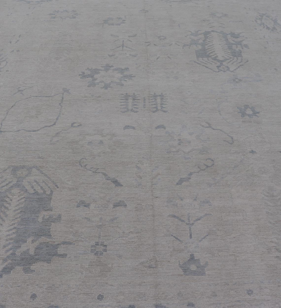 Large Modern Oushak Rug with All - Over Floral Motifs in Neutrals & Soft Colors. Keivan Woven Arts rug AWR - 16037 Country of Origin: Afghanistan Type: Oushak Design: Floral, All - Over, Abstract Floral. Measures: 11'8 x 16'0 This wool reproduction Ou... - Keivan Woven ArtsAWR - 16037 - 24235Rug
