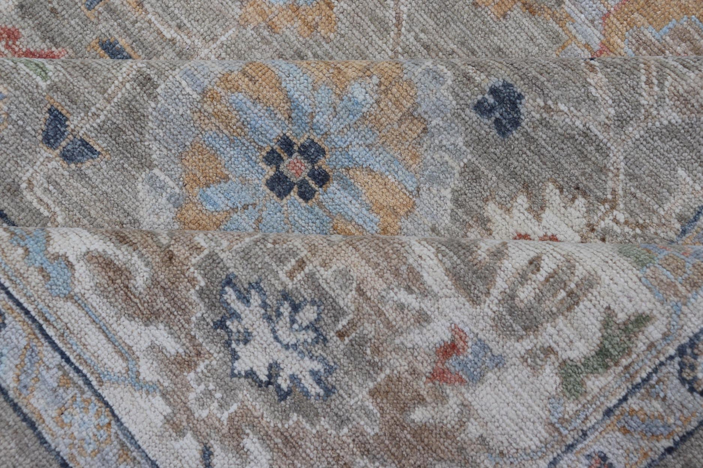 Measures: 9'0 x 12'4 Modern All - Over Floral Oushak by Keivan Woven Arts. Country of Origin: Afghanistan Type: Oushak Design: All - Over, Floral, 21st Century. Keivan Woven Arts: rug AWR - 164 Modern Oushak featuring an all - over floral design, re... - Keivan Woven ArtsAWR - 164 - 27430Rug