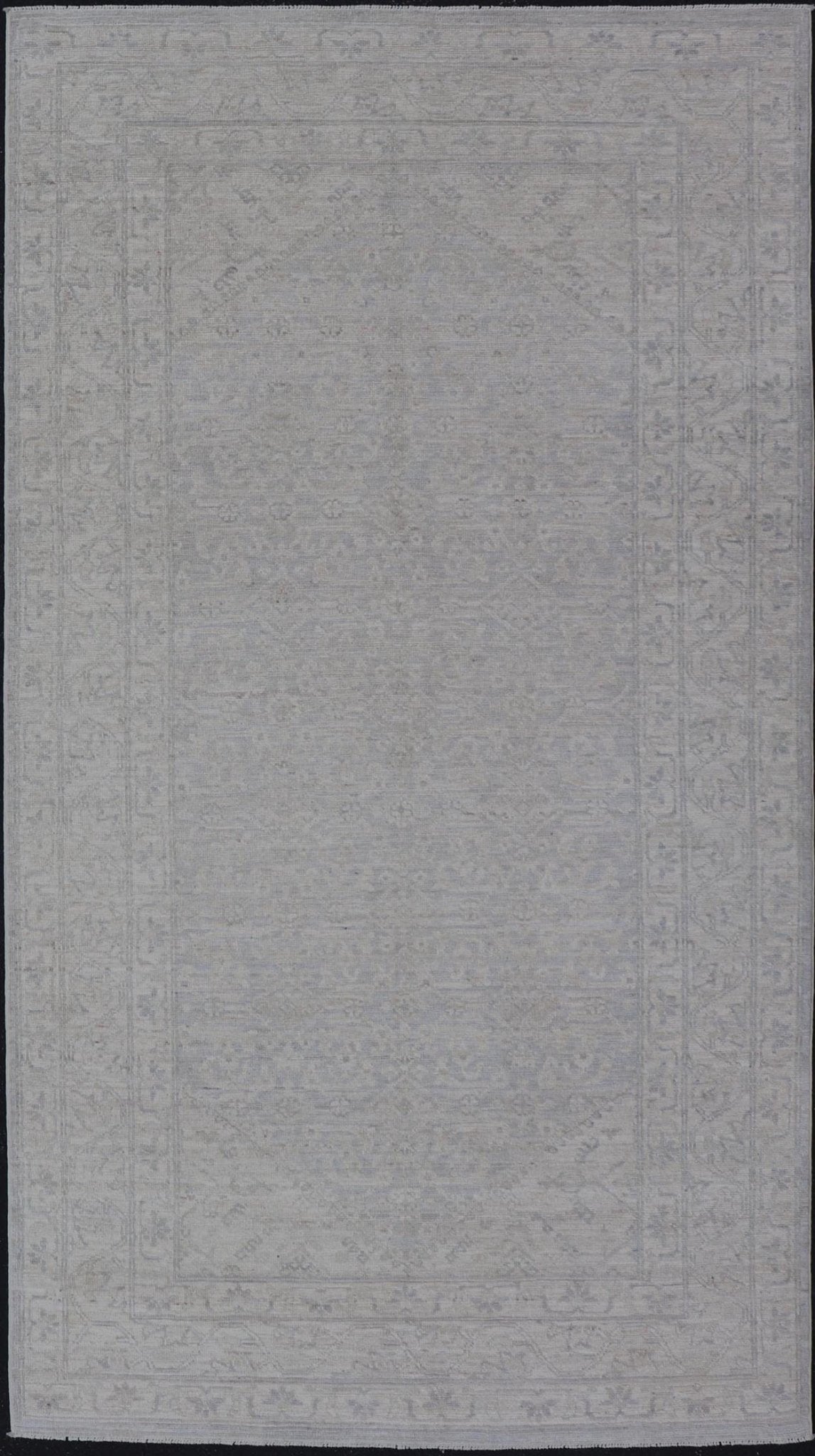 Modern All - Over Oushak Gallery with Light Gray Background And Neutral Colors. Keivan Woven Arts rug AWR - 16710 Country of Origin: Afghanistan Type: Oushak Design: Floral, All - Over, Abstract Floral. Measures: 5'3 x 10'0 This Oushak was hand - knotte... - Keivan Woven ArtsAWR - 16710 - 24432Rug
