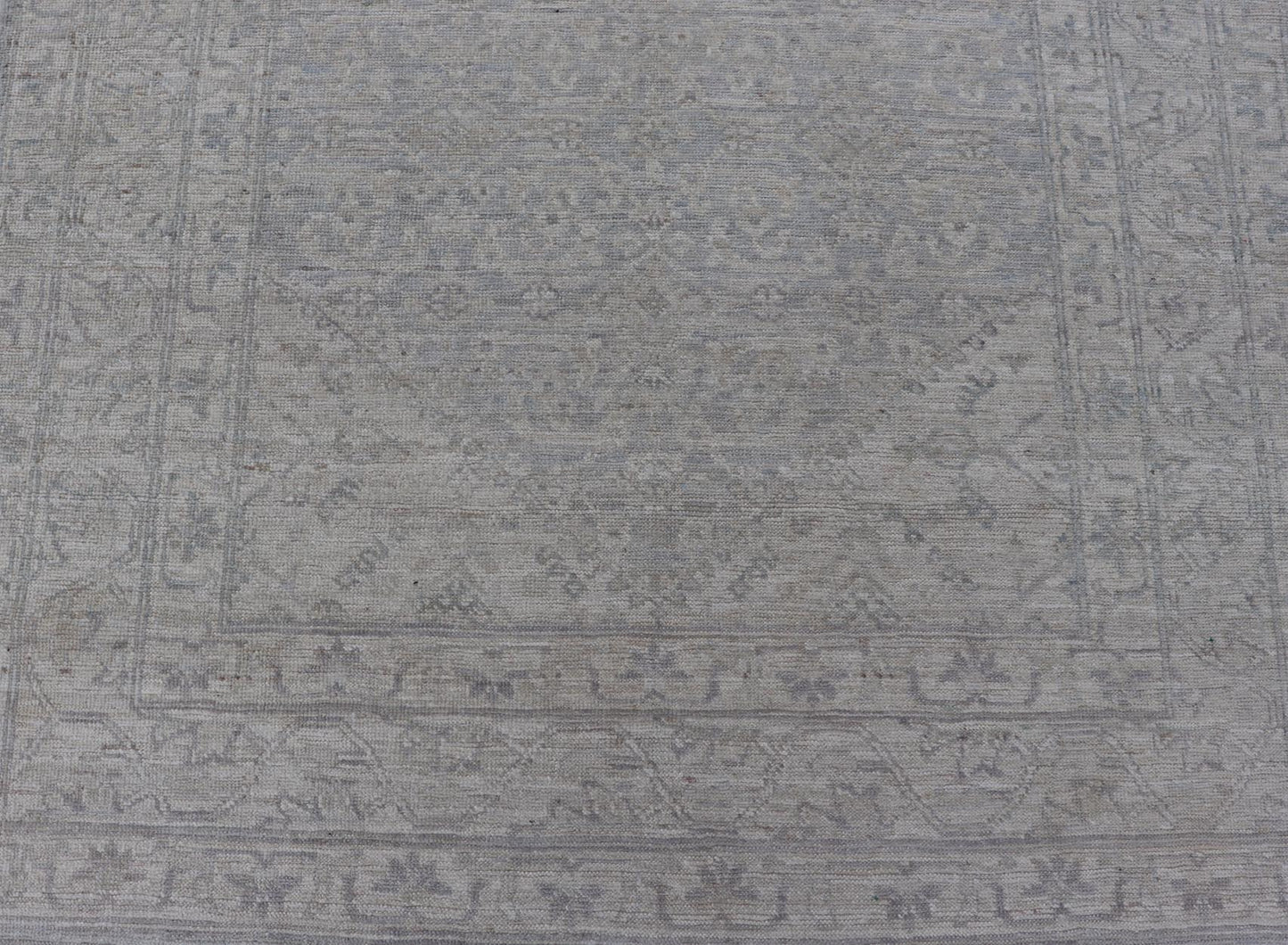 Modern All - Over Oushak Gallery with Light Gray Background And Neutral Colors. Keivan Woven Arts rug AWR - 16710 Country of Origin: Afghanistan Type: Oushak Design: Floral, All - Over, Abstract Floral. Measures: 5'3 x 10'0 This Oushak was hand - knotte... - Keivan Woven ArtsAWR - 16710 - 24432Rug