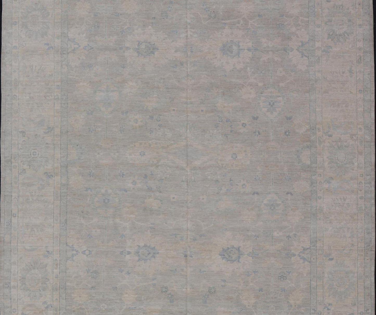 Modern All - Over Floral Oushak with Light Gray Background and Neutral Colors. Keivan Woven Arts / rug AWR - 17114 Country of Origin: Afghanistan Type: Oushak Design: Floral, All - Over, Abstract Floral. Measures: 12'3 x 18'0 This Oushak was hand - knot... - Keivan Woven ArtsAWR - 17114 - 24988Rug