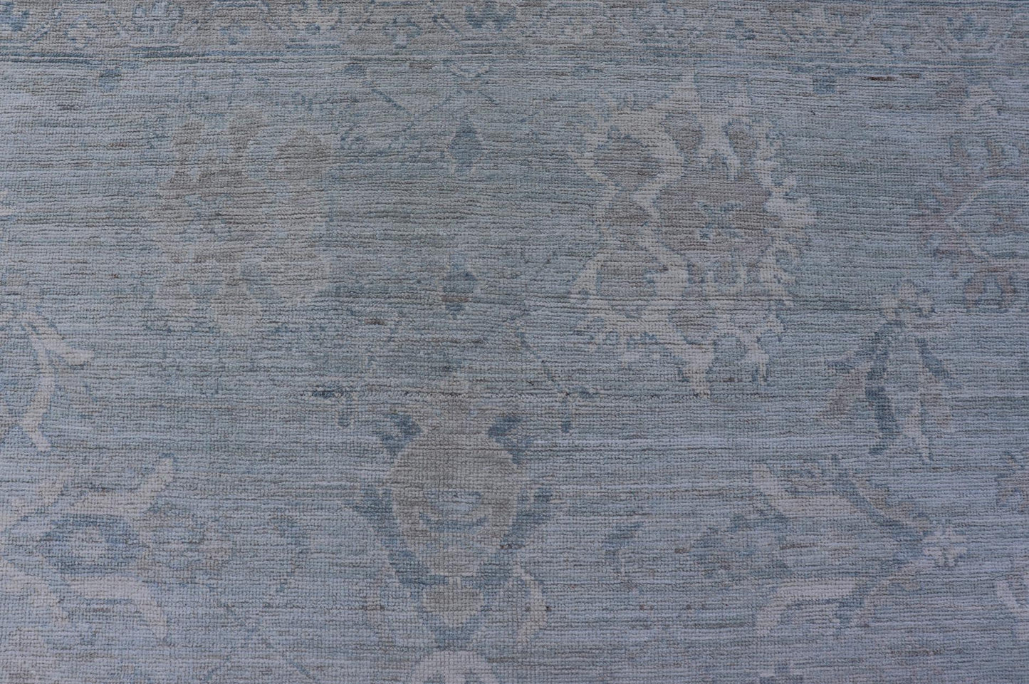 Oushak Modern with Floral Motifs with Cream, Grey, Blue, and Powder Blue. Keivan Woven Arts; rug AWR - 17574 Country of Origin: Afghanistan Type: Oushak Design: Floral, All - Over Abstract - Tribal 21st century. Measures: 8'10 x 11'9 This modern Oush... - Keivan Woven ArtsAWR - 17574 - 25030Rug