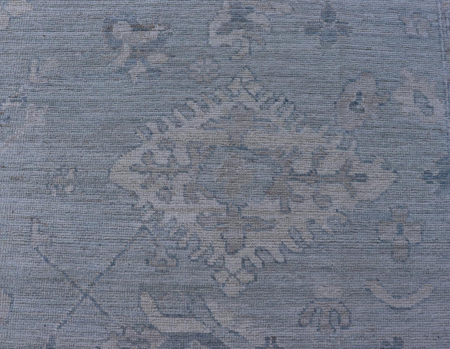 Oushak Modern with Floral Motifs with Cream, Grey, Blue, and Powder Blue. Keivan Woven Arts; rug AWR - 17574 Country of Origin: Afghanistan Type: Oushak Design: Floral, All - Over Abstract - Tribal 21st century. Measures: 8'10 x 11'9 This modern Oush... - Keivan Woven ArtsAWR - 17574 - 25030Rug