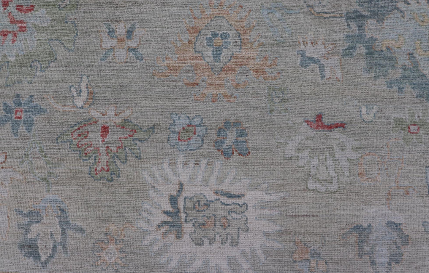 Measures: 10'2 x 13'9 Keivan Woven Arts Modern Oushak Rug in All - Over Floral Motifs. Keivan Woven Arts; rug AWR - 440 Country of Origin: Afghanistan Type: Oushak Design: All - Over, Floral. - Keivan Woven ArtsAWR - 440 - 27460Rug