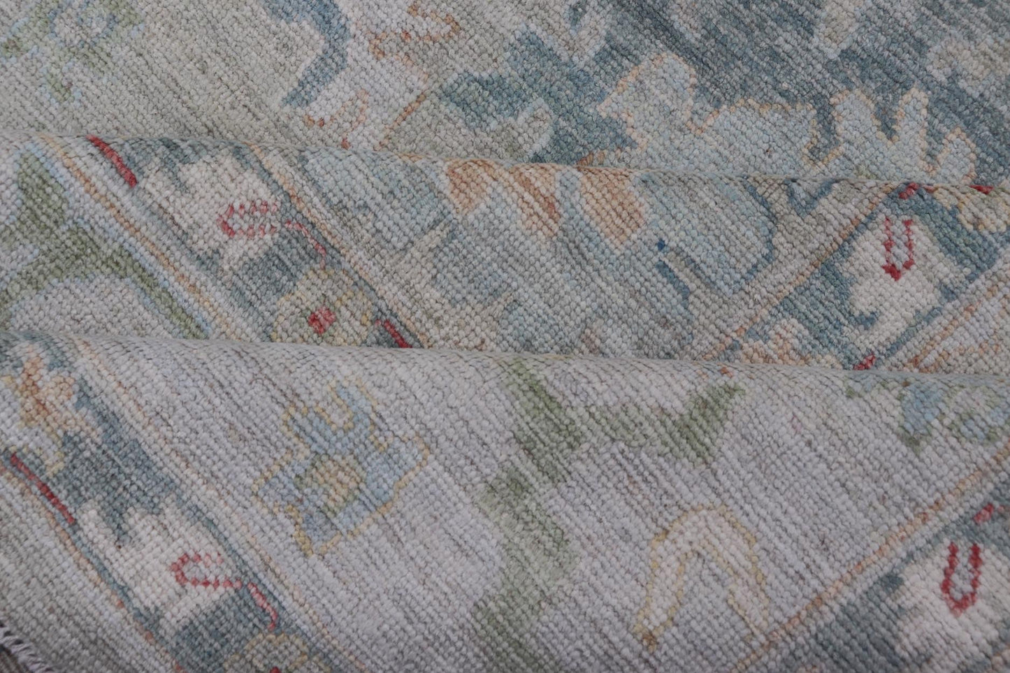 Measures: 10'2 x 13'9 Keivan Woven Arts Modern Oushak Rug in All - Over Floral Motifs. Keivan Woven Arts; rug AWR - 440 Country of Origin: Afghanistan Type: Oushak Design: All - Over, Floral. - Keivan Woven ArtsAWR - 440 - 27460Rug