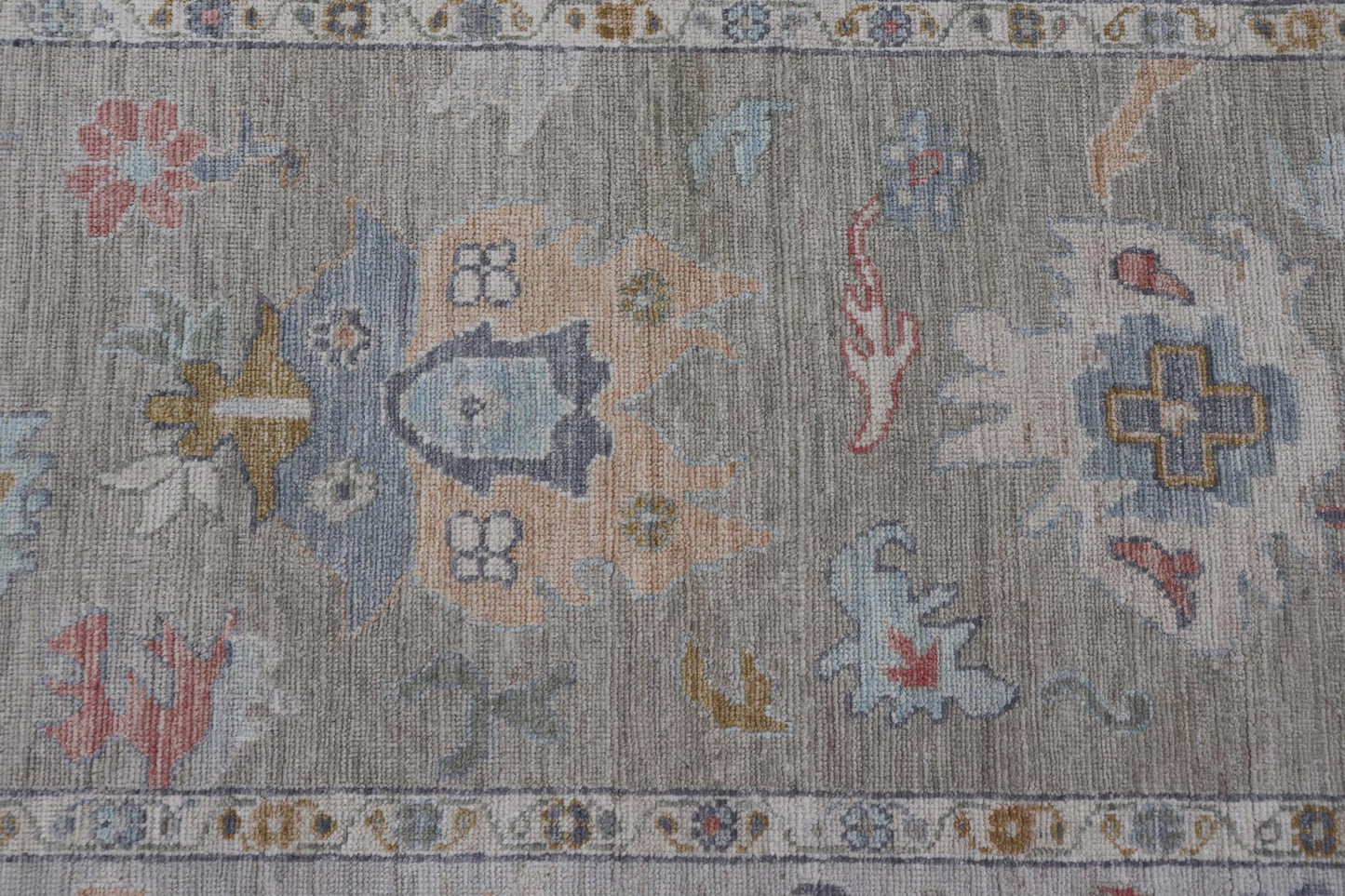 Measures: 4'1 x 11'5 Gallery Oushak Runner by Keivan Woven Arts with Floral Design. Keivan Woven Arts; rug AWR - 460 Country of Origin: Afghanistan Type: Oushak Design: Medallion, Motif, Floral Motif. This modern piece holds all - over design in th... - Keivan Woven ArtsAWR - 460 - 27466Rug