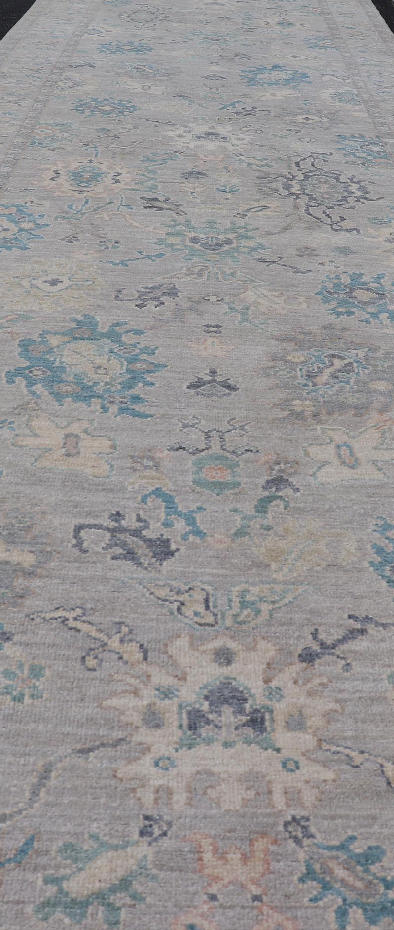 Measures: 4'2 x 23'8 Keivan Woven Arts Collection of Large Modern Tabriz Gallery in Muted Tones. Keivan Woven Arts rug AWR - 468 Country of Origin: Afghanistan Type: Tabriz Design: Floral, Mosaic Medallion. - Keivan Woven ArtsAWR - 468 - 27472Rug