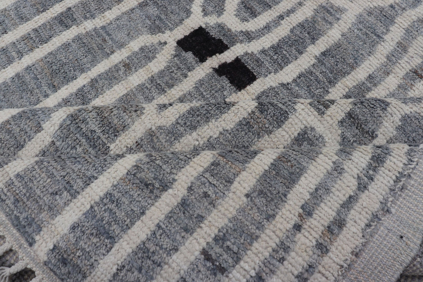 Keivan Woven Arts Hand - Knotted Wool Moroccan Rug with Abstract modern Design in Cream, Gray, and Charcoal by Keivan Woven Arts; rug/ AWR - 5034, country of origin / type: Afghanistan / Modern Casual, circa Early - 21th Century. Measures: 10'2 x 13'1... - Keivan Woven ArtsAWR - 5034 - 17160Rug