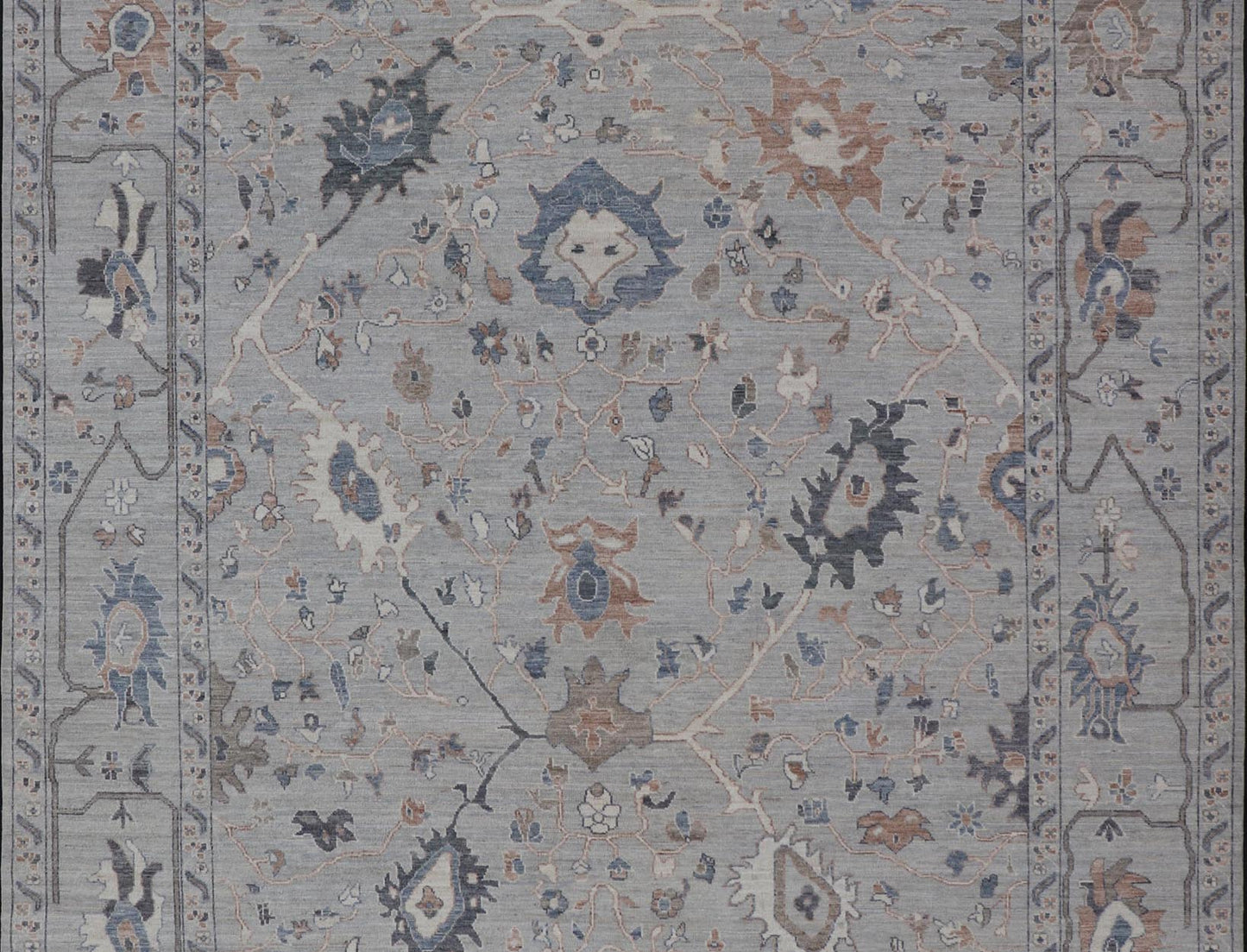 Large Afghan Floral Oushak with Muted Background in Wool With All - Over Design This hand - knotted Oushak has a very classic feel with a slight twist. This rug only has one background color, reaching from border to field in a muted gray tone. The d... - Keivan Woven ArtsAWR - 6041 - 19983Rug