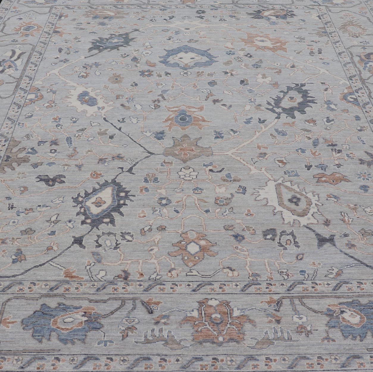 Large Afghan Floral Oushak with Muted Background in Wool With All - Over Design This hand - knotted Oushak has a very classic feel with a slight twist. This rug only has one background color, reaching from border to field in a muted gray tone. The d... - Keivan Woven ArtsAWR - 6041 - 19983Rug