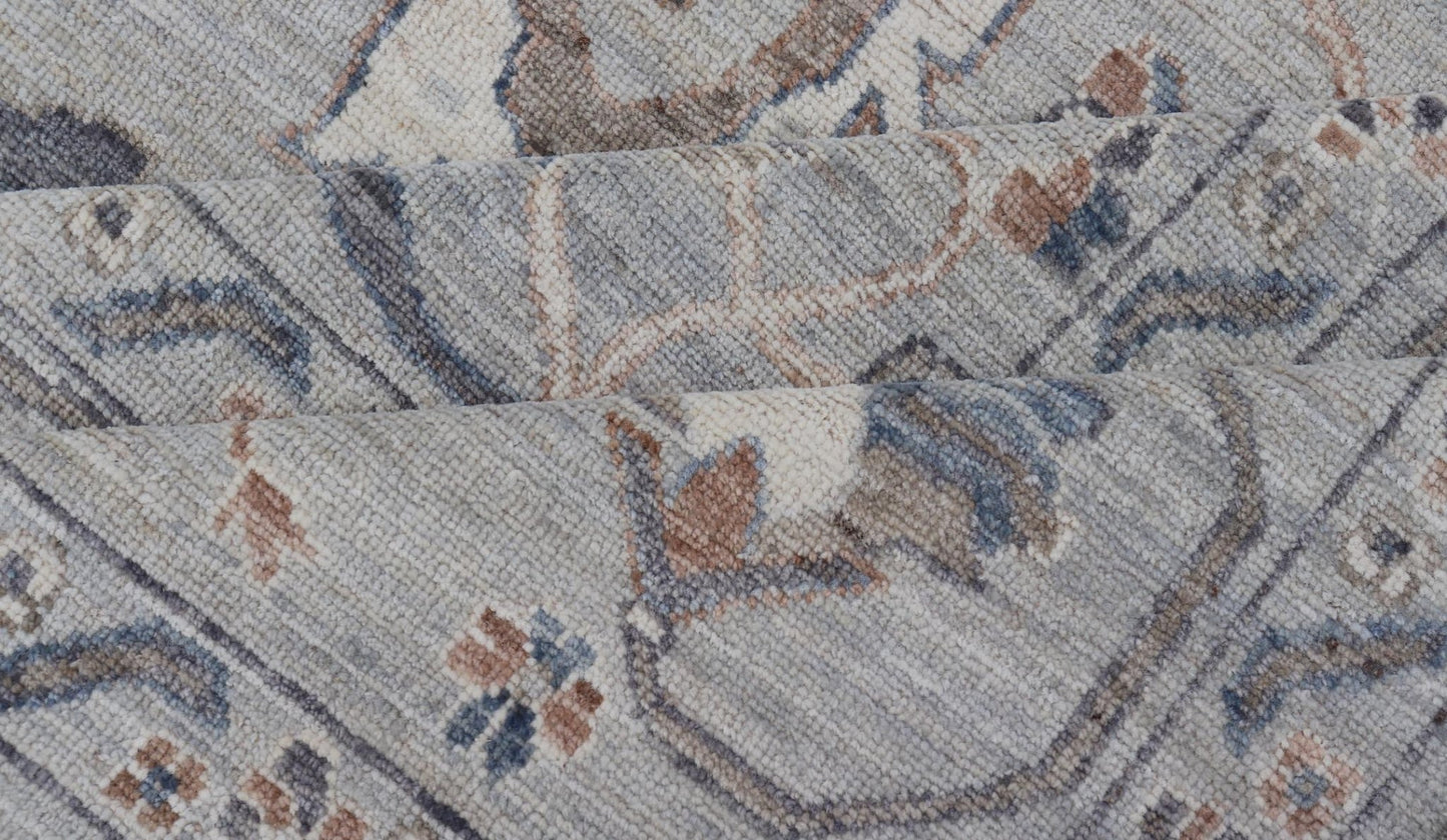 Large Afghan Floral Oushak with Muted Background in Wool With All - Over Design This hand - knotted Oushak has a very classic feel with a slight twist. This rug only has one background color, reaching from border to field in a muted gray tone. The d... - Keivan Woven ArtsAWR - 6041 - 19983Rug