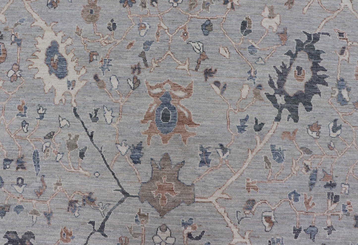 Large Afghan Floral Oushak with Muted Background in Wool With All - Over Design This hand - knotted Oushak has a very classic feel with a slight twist. This rug only has one background color, reaching from border to field in a muted gray tone. The d... - Keivan Woven ArtsAWR - 6041 - 19983Rug